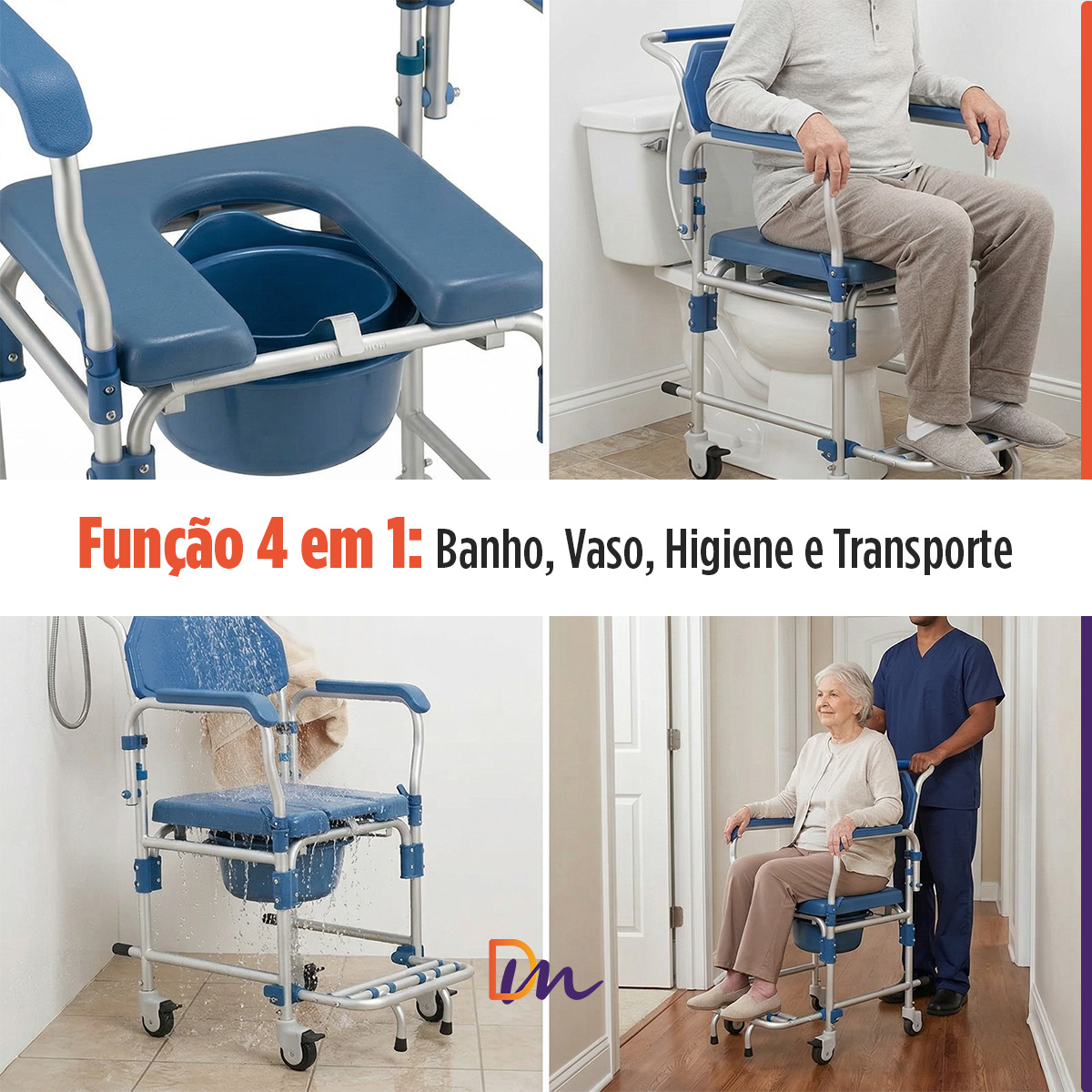 Cadeira Para Banho D60 Em Alumínio Até 150 Kg - Dellamed