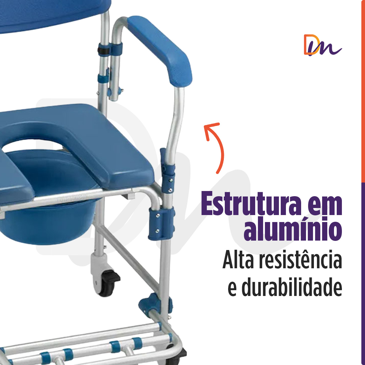 Cadeira Para Banho D60 Em Alumínio Até 150 Kg - Dellamed