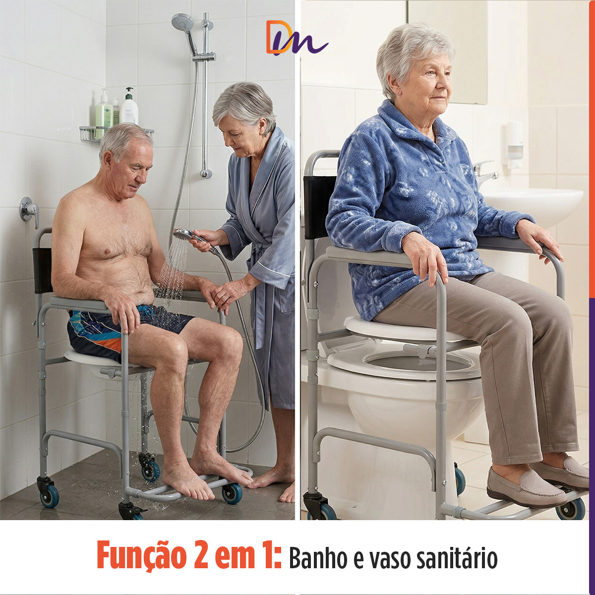Cadeira Para Banho Higiénica Dobrável Até 100kg D30 - Dellamed