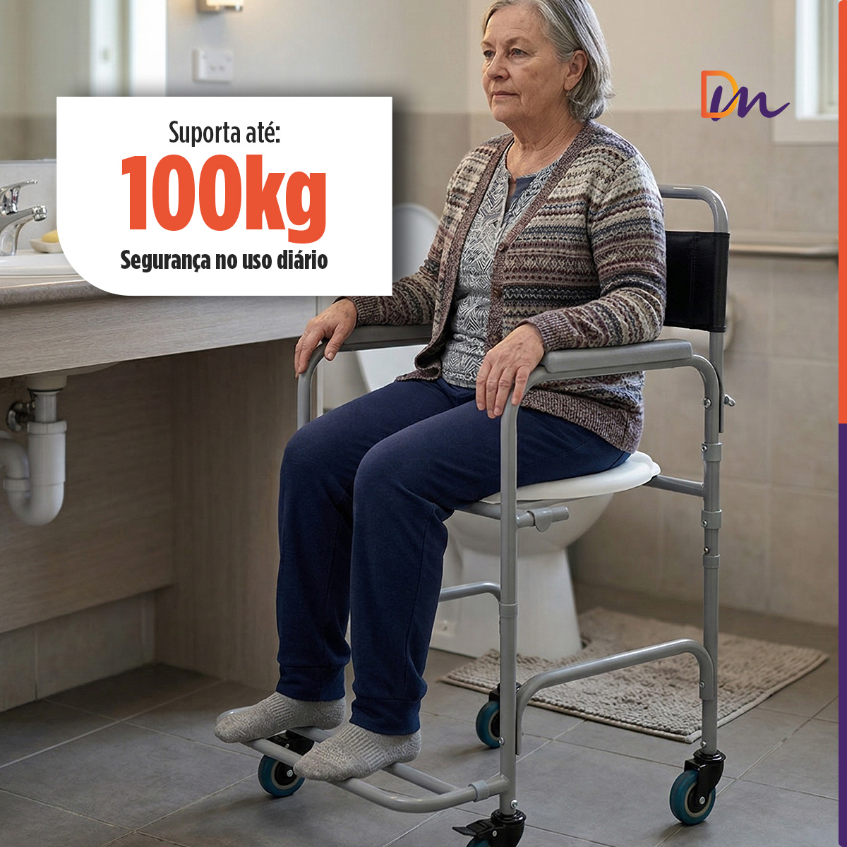 Cadeira Para Banho Higiénica Dobrável Até 100kg D30 - Dellamed