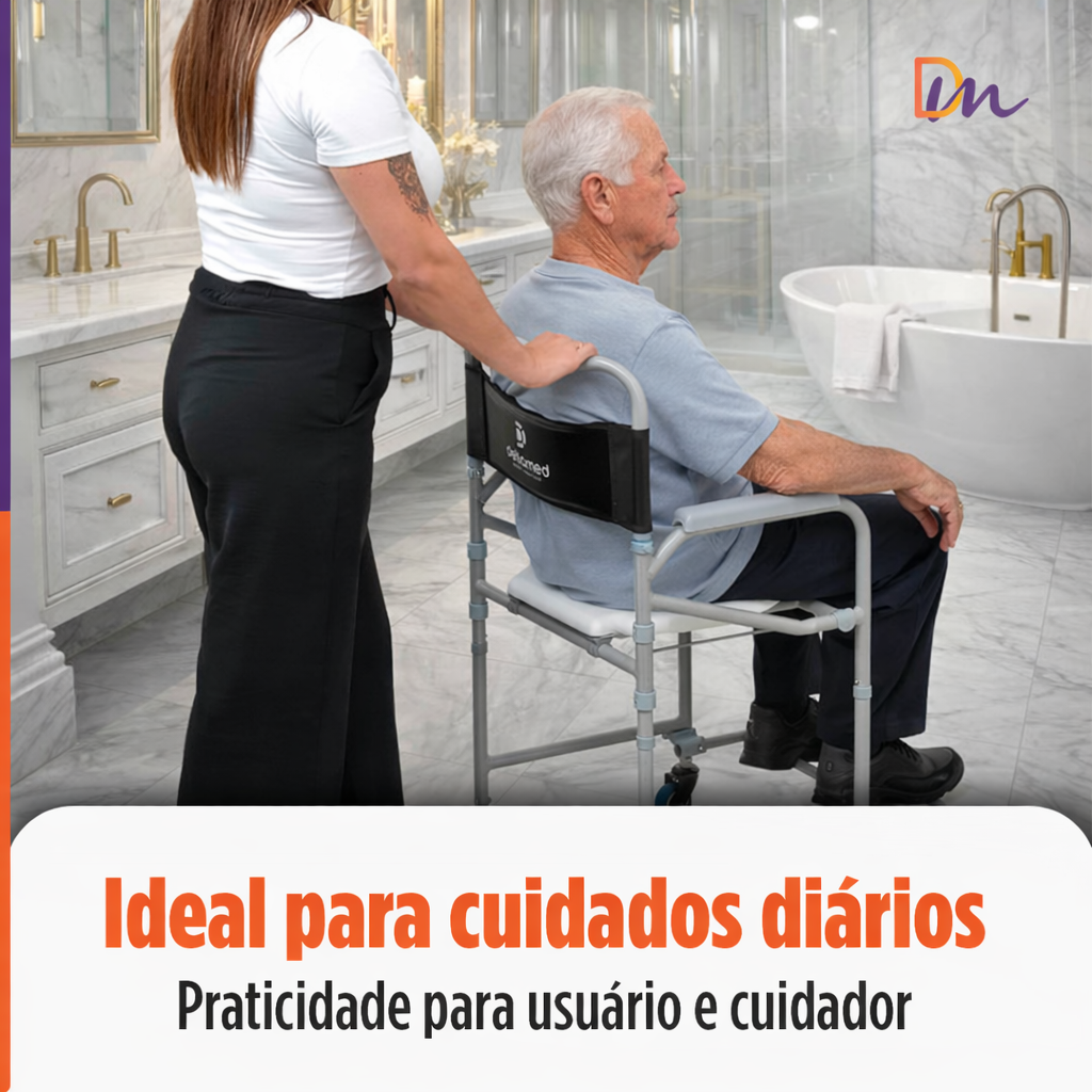 Cadeira Para Banho Higiénica Dobrável Até 100kg D30 - Dellamed