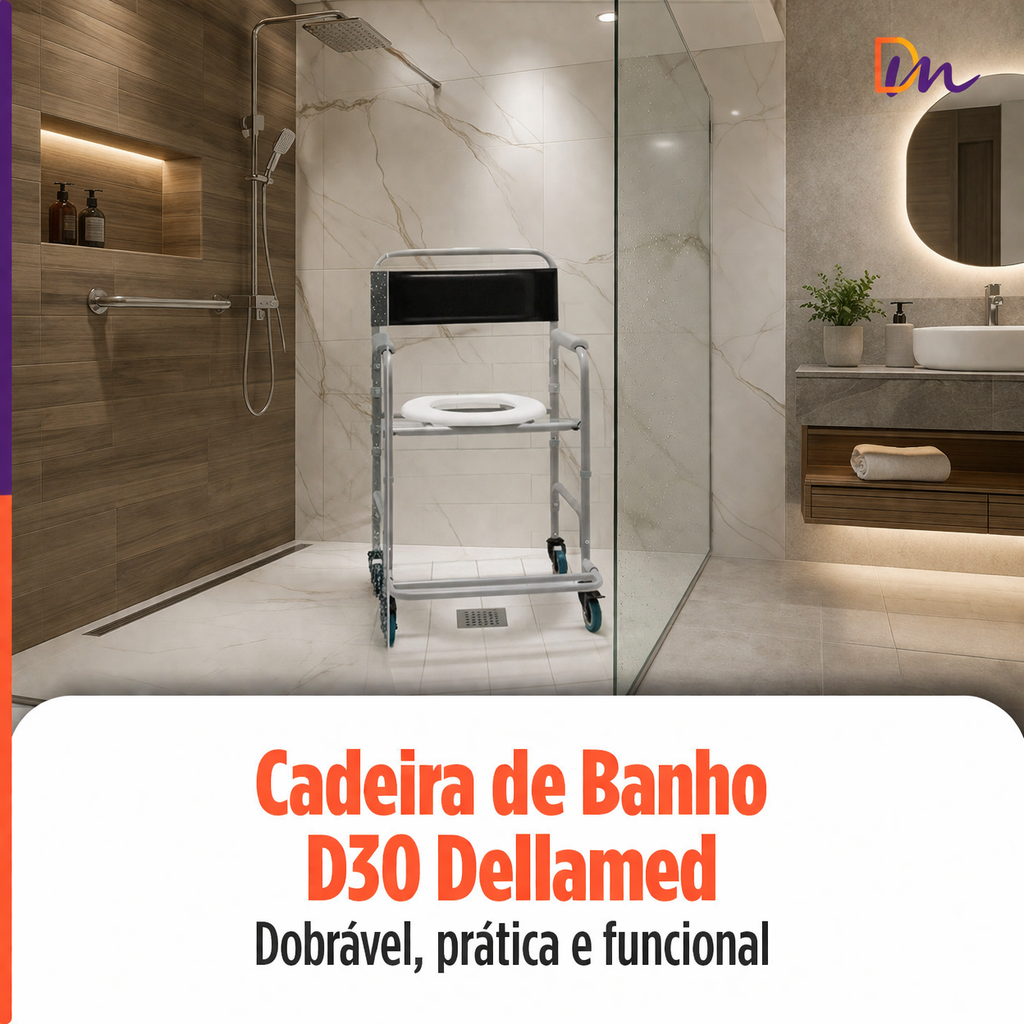 Cadeira Para Banho Higiénica Dobrável Até 100kg D30 - Dellamed