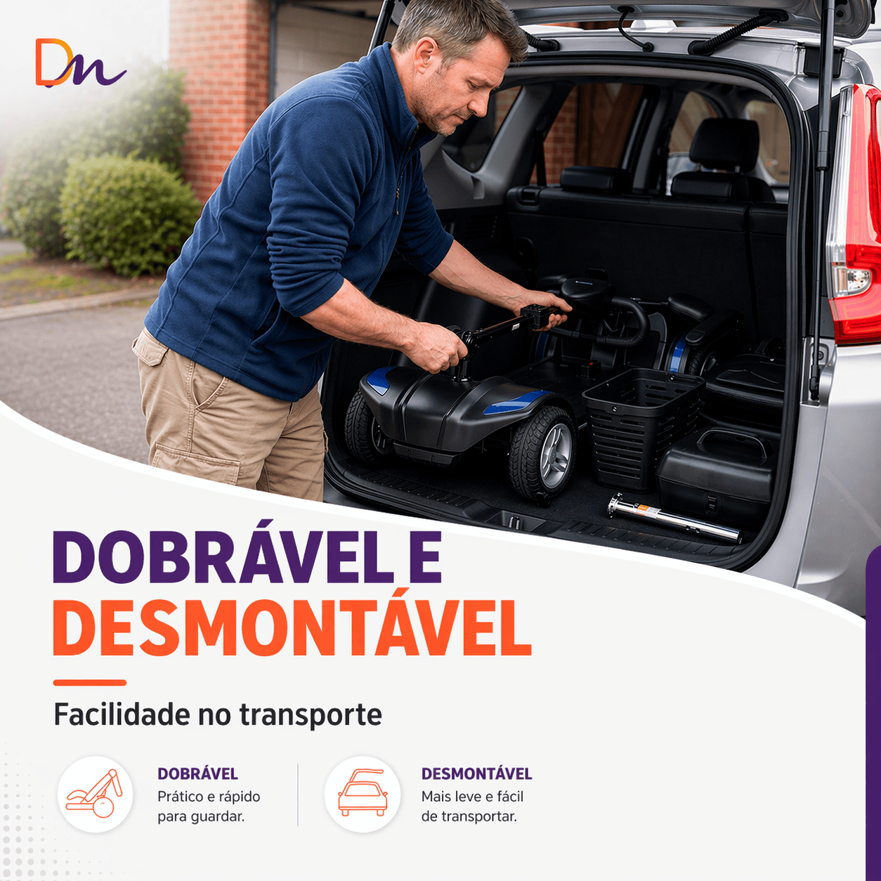 Scooter Elétrica Preta Modelo LB Ligth Até 136 Kg - Dellamed