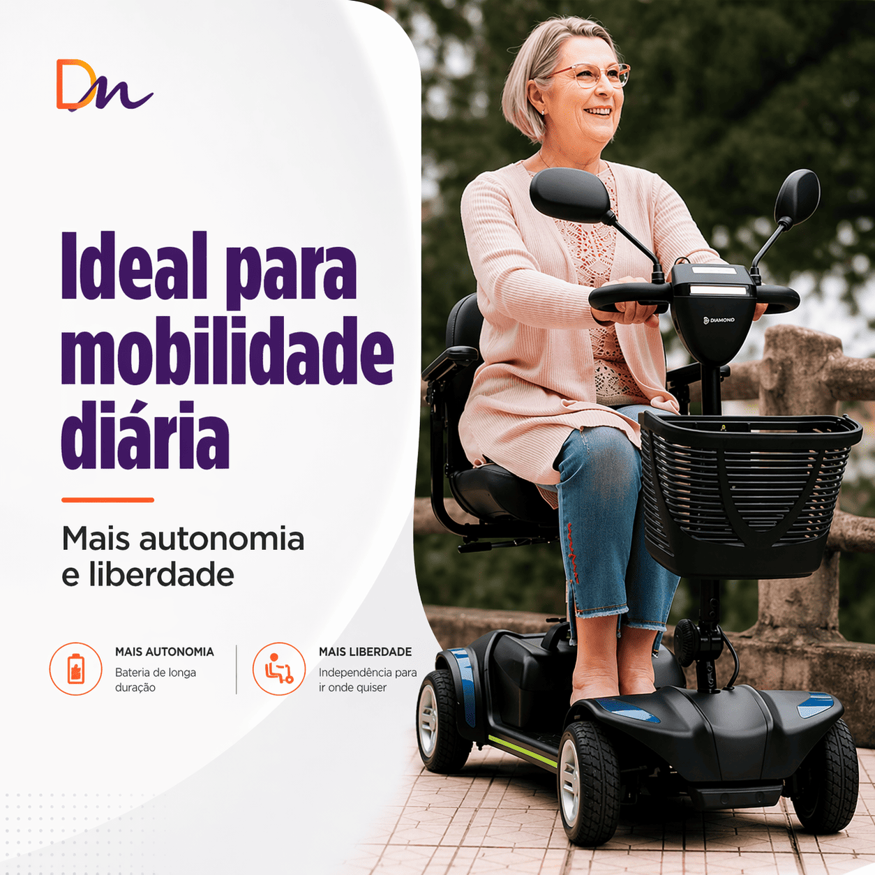 Scooter Elétrica Preta Modelo LB Ligth Até 136 Kg - Dellamed