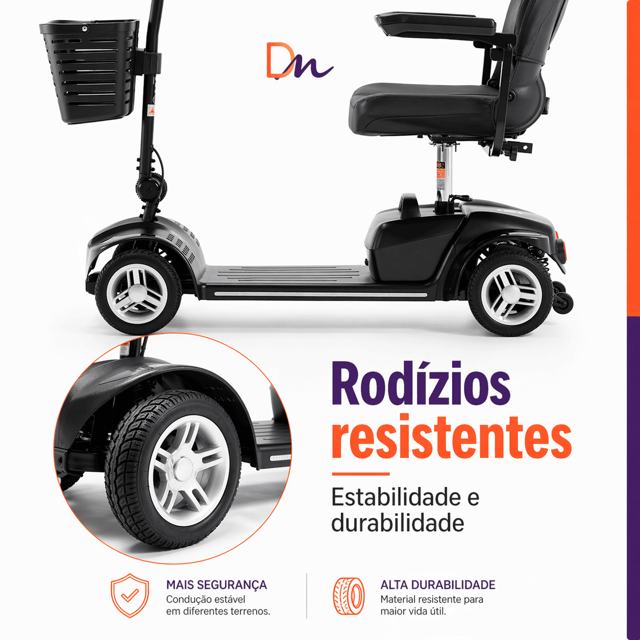Scooter Elétrica Preta Modelo LB Ligth Até 136 Kg - Dellamed