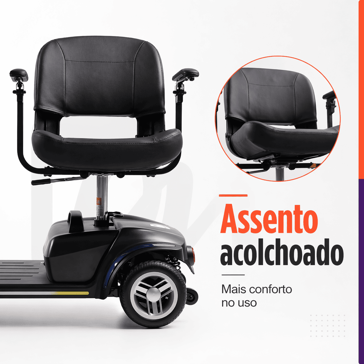 Scooter Elétrica Preta Modelo LB Ligth Até 136 Kg - Dellamed