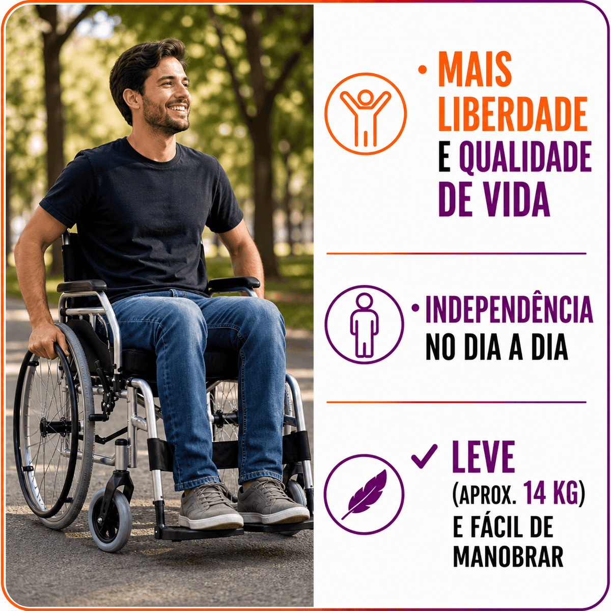 Cadeira De Rodas Modelo D600 Dobrável Até 120 Kg - Dellamed