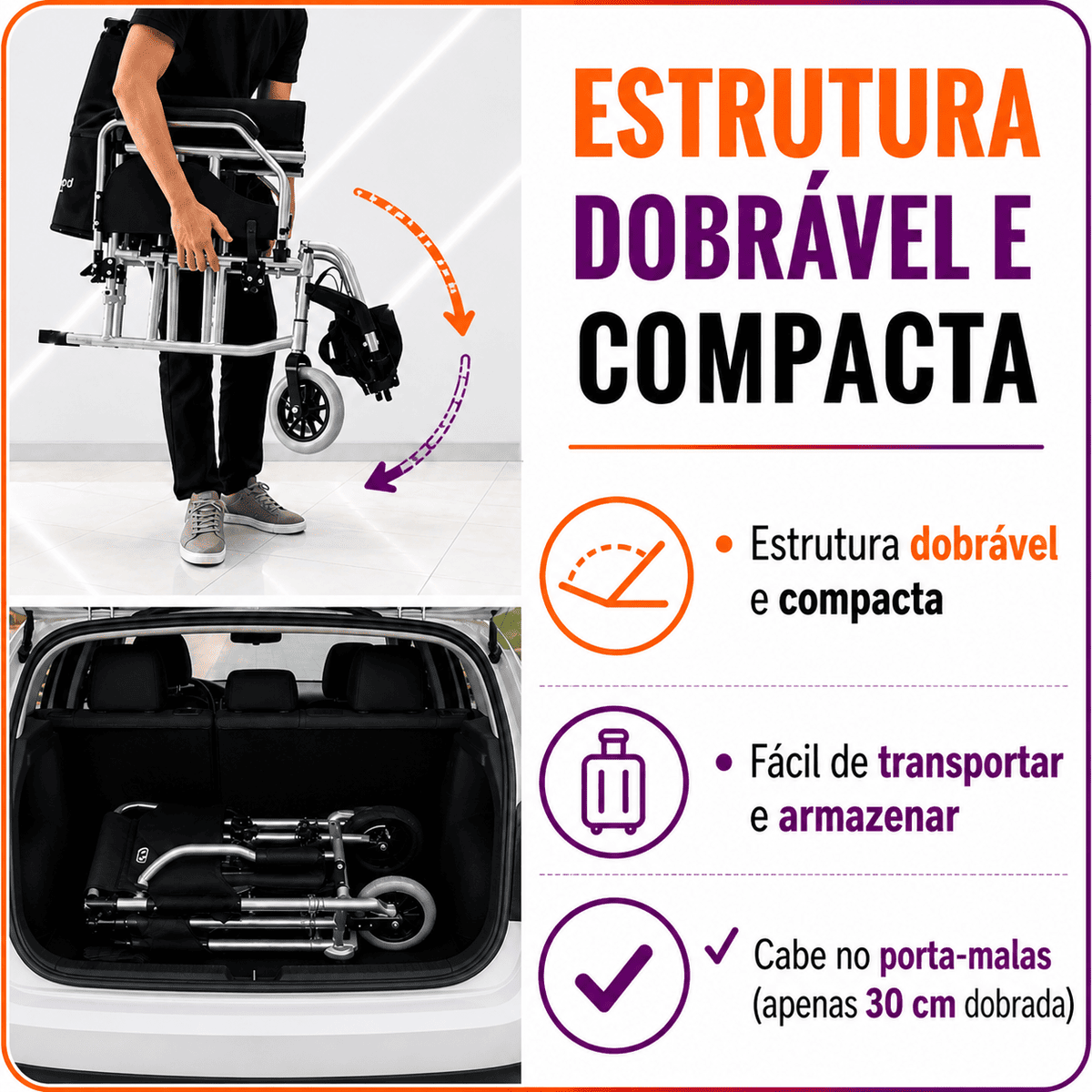 Cadeira De Rodas Modelo D600 Dobrável Até 120 Kg - Dellamed