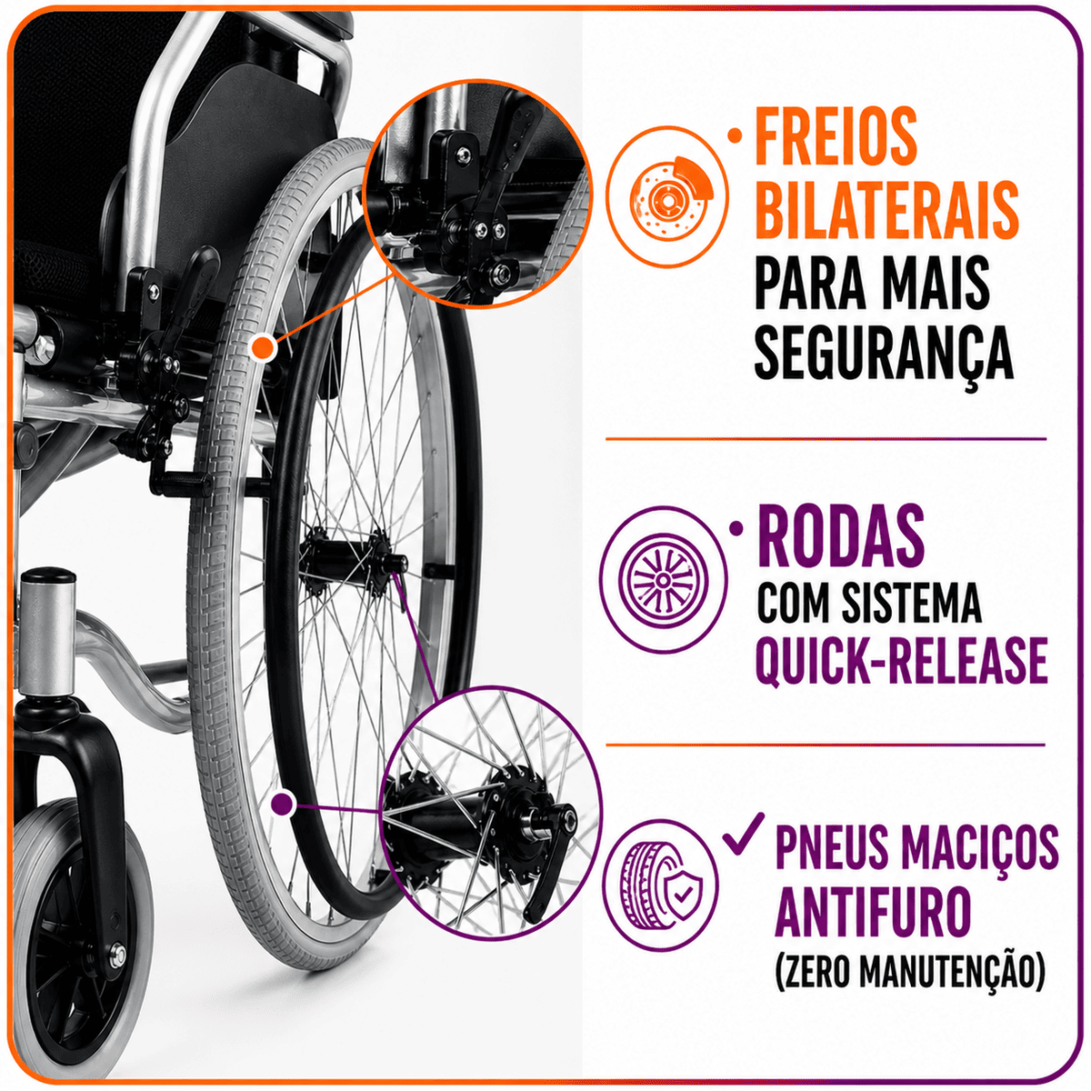 Cadeira De Rodas Modelo D600 Dobrável Até 120 Kg - Dellamed