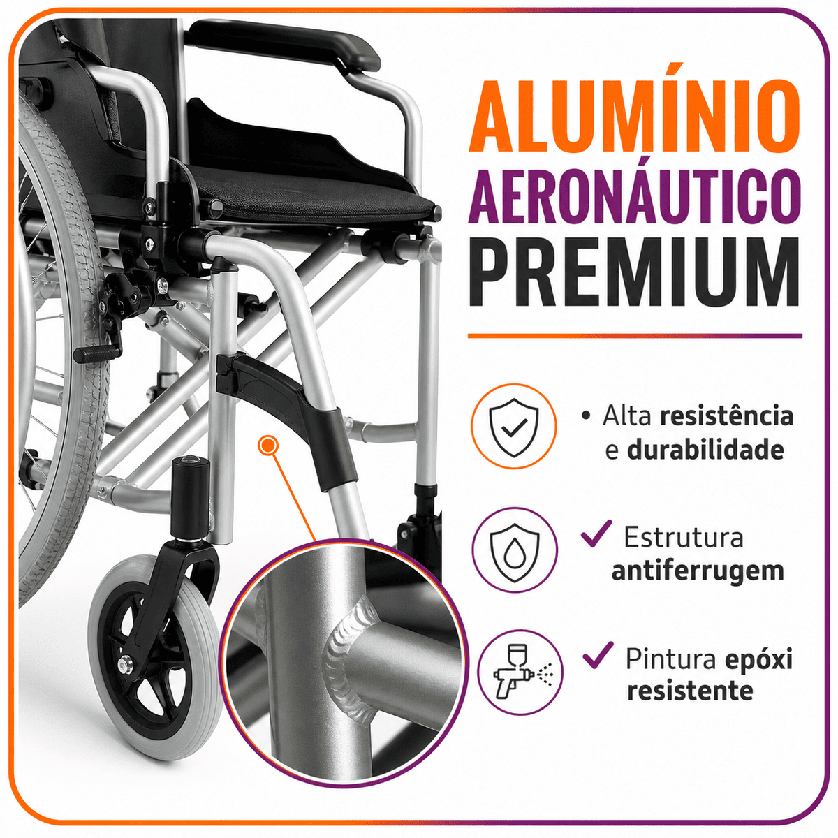 Cadeira De Rodas Modelo D600 Dobrável Até 120 Kg - Dellamed
