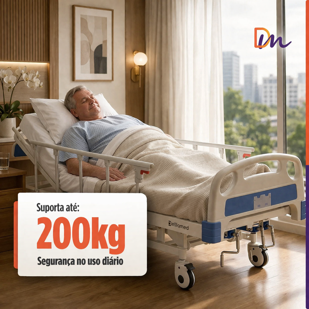 Cama Hospitalar 3 Movimentos Manual Até 200kg DX3 - Dellamed
