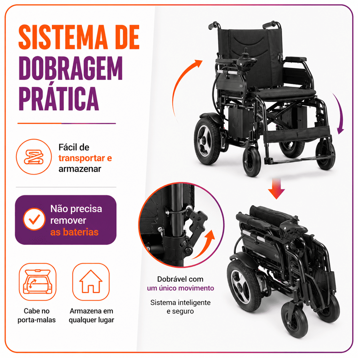 Cadeira de Rodas Motorizada Modelo D800 Até 120 Kg - Dellamed