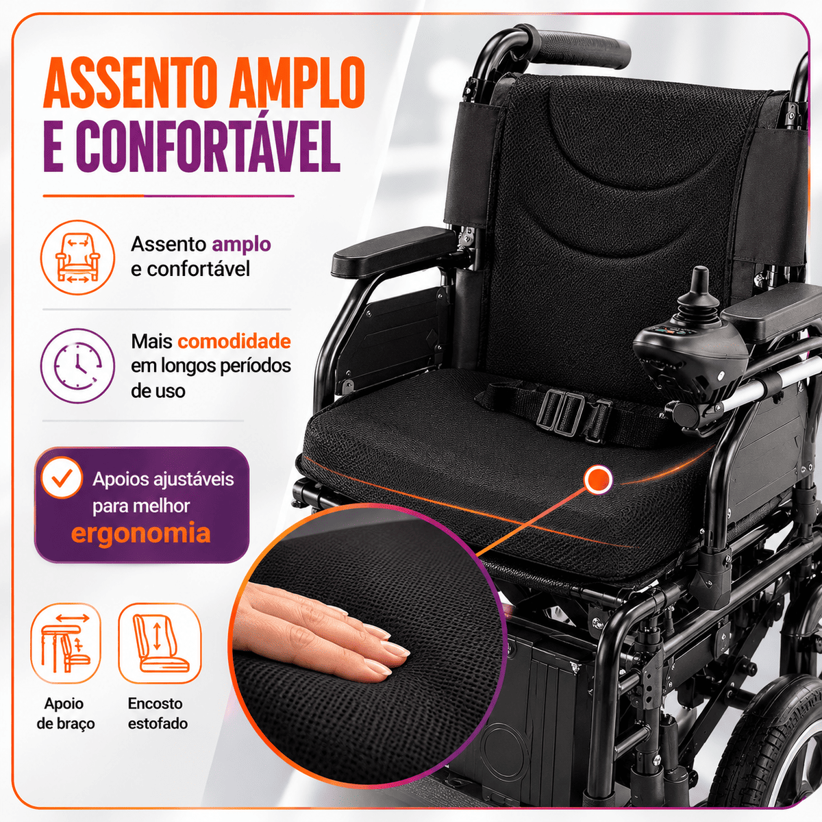 Cadeira de Rodas Motorizada Modelo D800 Até 120 Kg - Dellamed