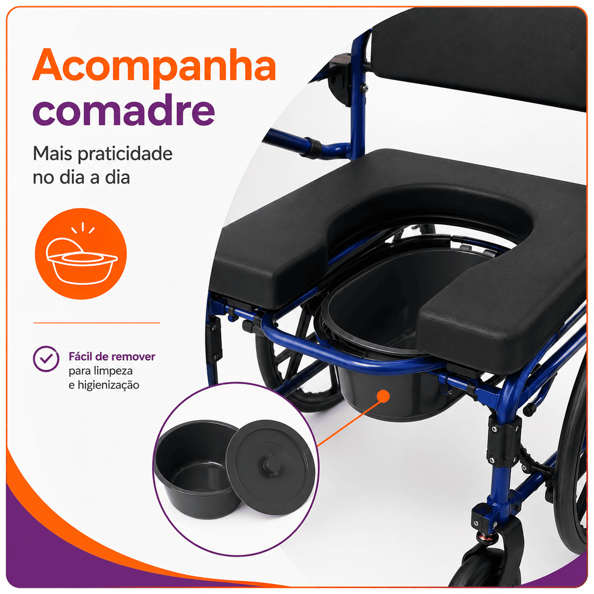 Cadeira de Banho D70 Até 200 Kg Em Alumínio - Dellamed