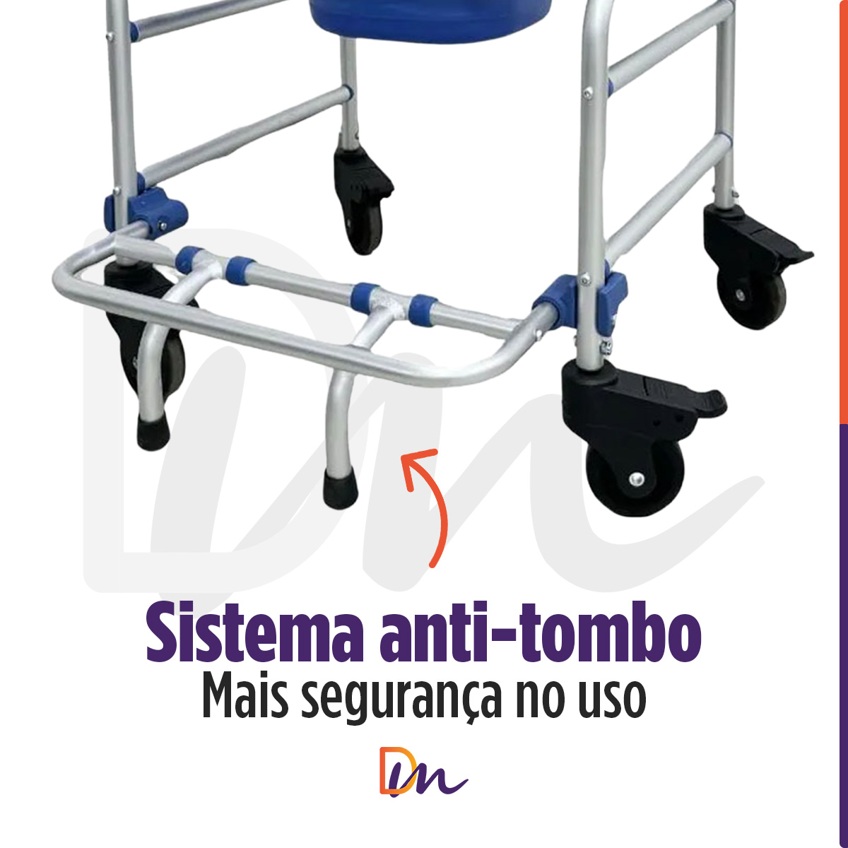 Cadeira De Banho D55 Em Alumínio Até 135 Kg - Dellamed