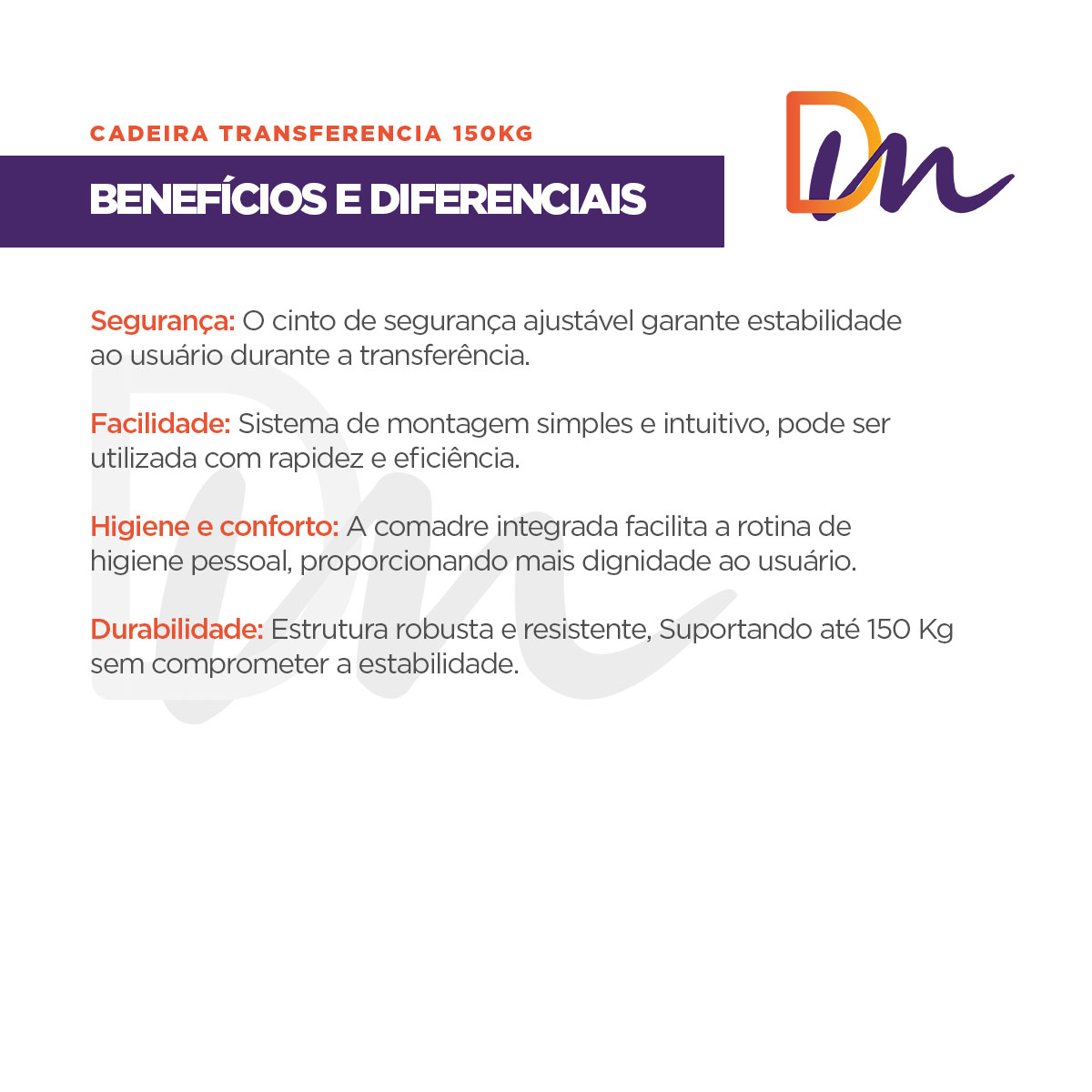 Cadeira De Transferência Até 150 Kg (CT1) - Supermedy