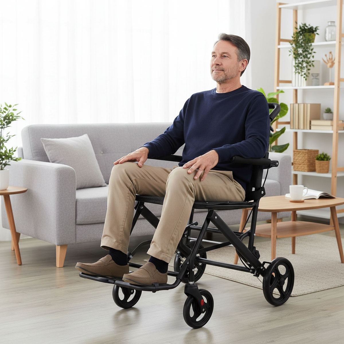 Cadeira De Transporte Em Aço Senior Care Suporta Até 100Kg - Supermedy