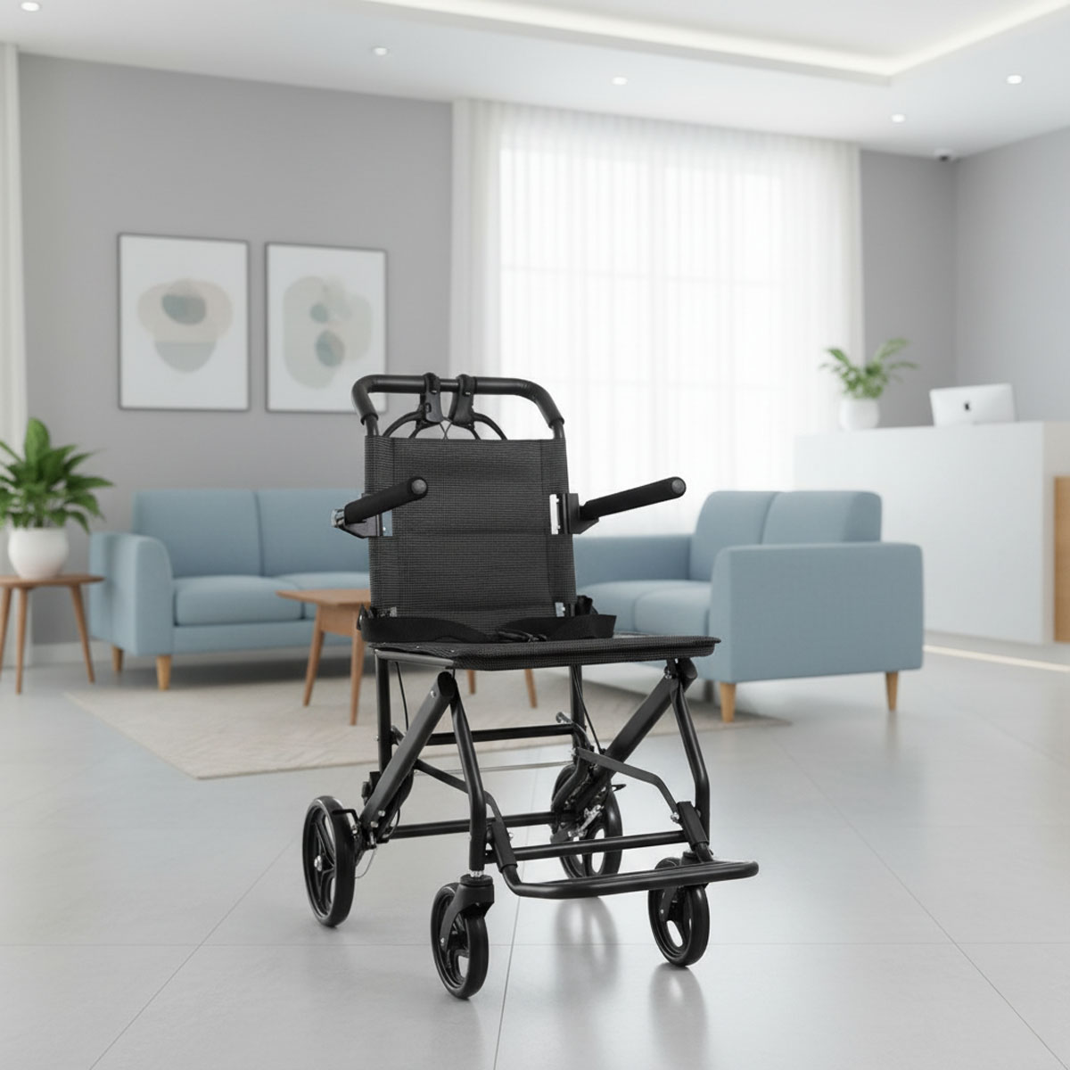 Cadeira De Transporte Em Aço Senior Care Suporta Até 100Kg - Supermedy