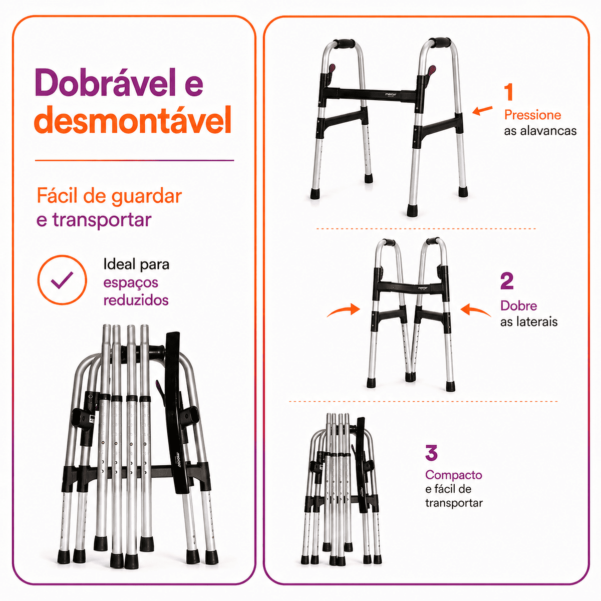 Andador Desmontável Até 130 Kg - Mercur