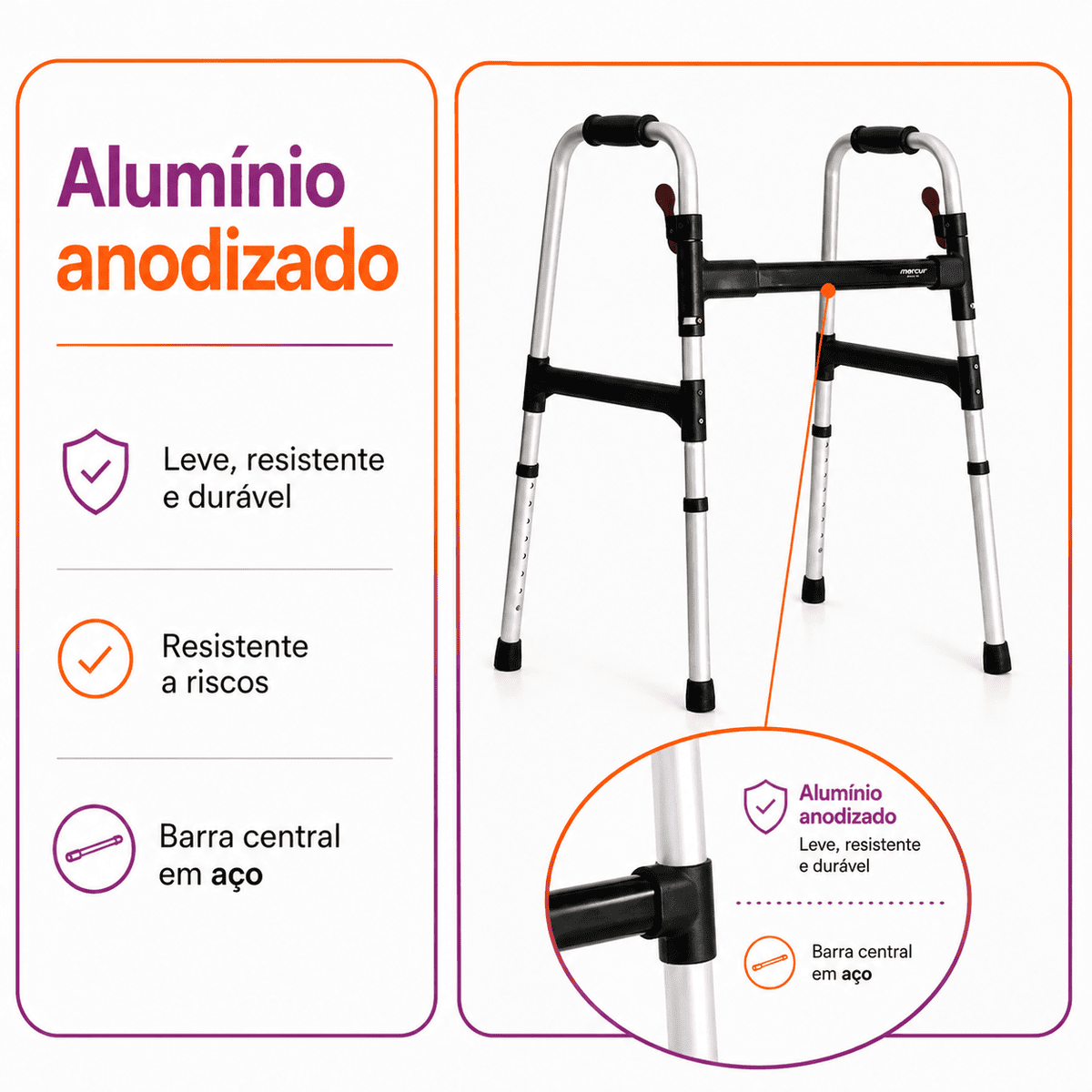 Andador Desmontável Até 130 Kg - Mercur