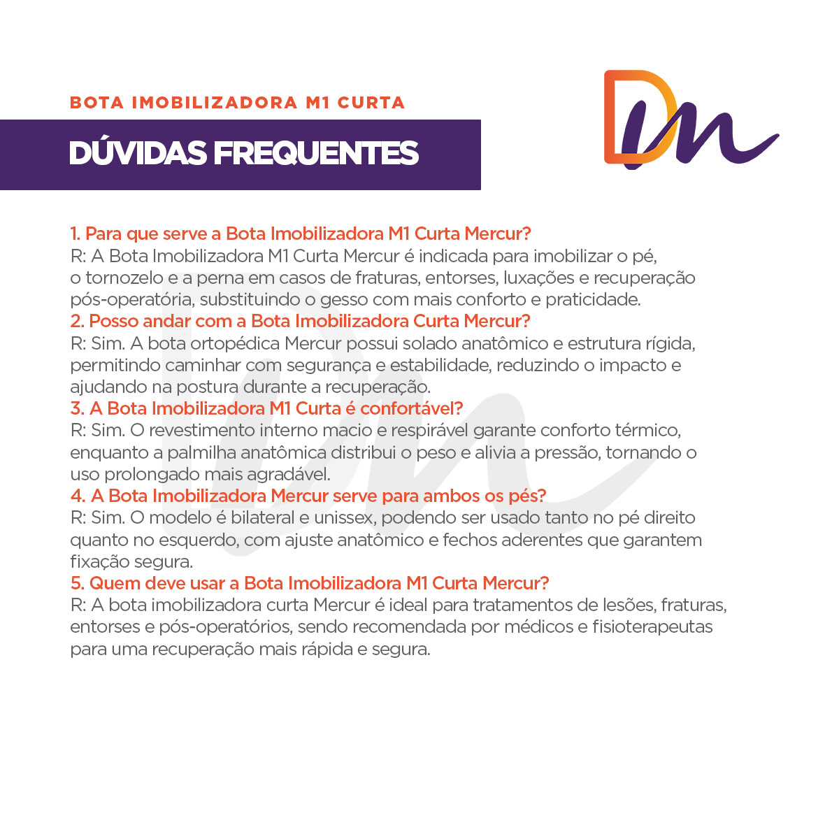 Bota Imobilizadora M1 Curta - Mercur