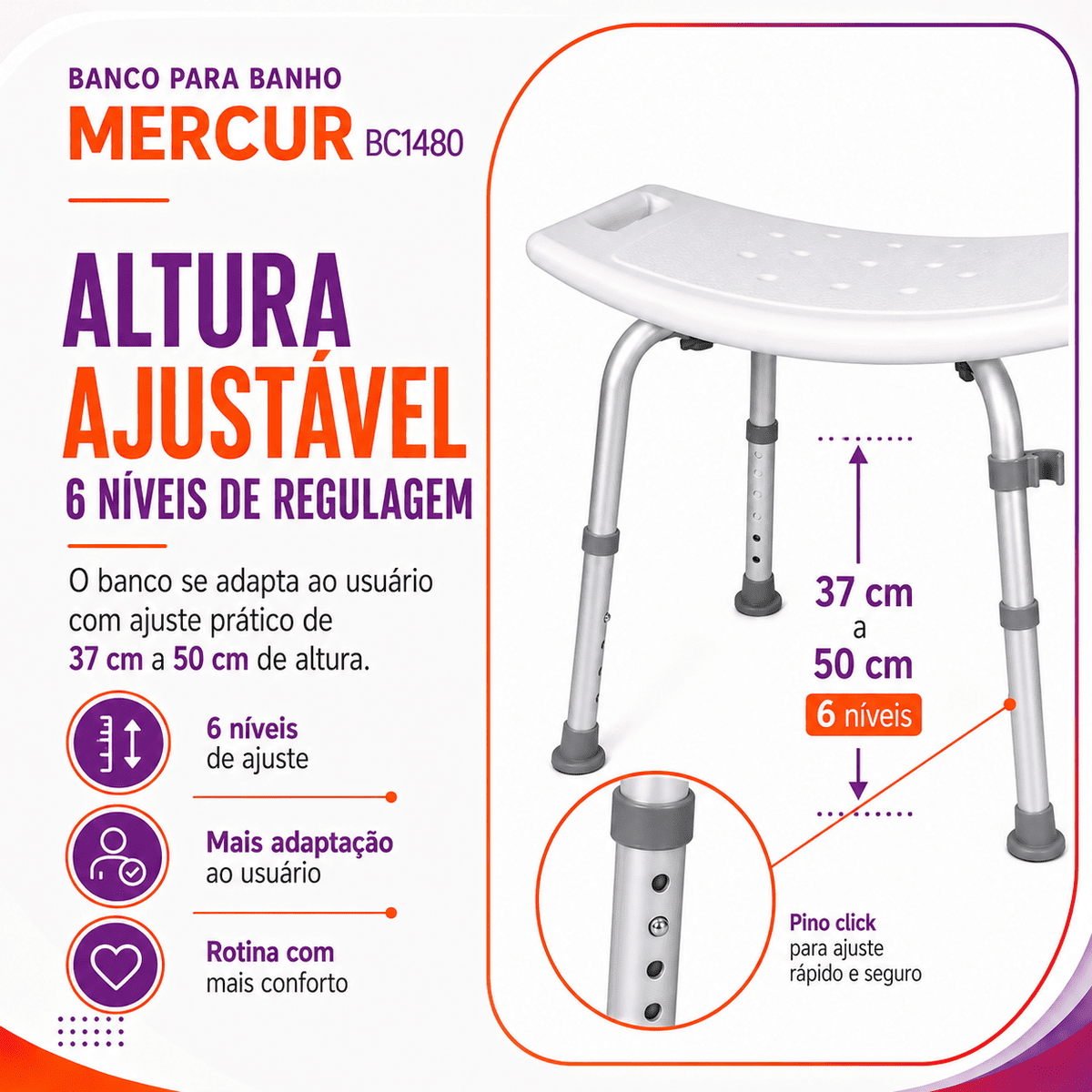 Banco Para Banho Até 135 Kg - Mercur