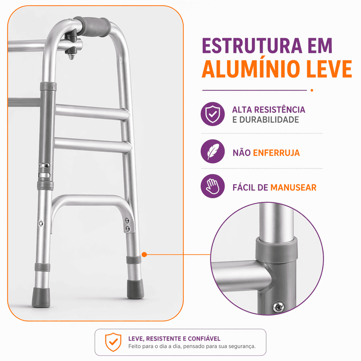 Andador Articulado 3 Barras Até 150 Kg SC300 - Hidrolight