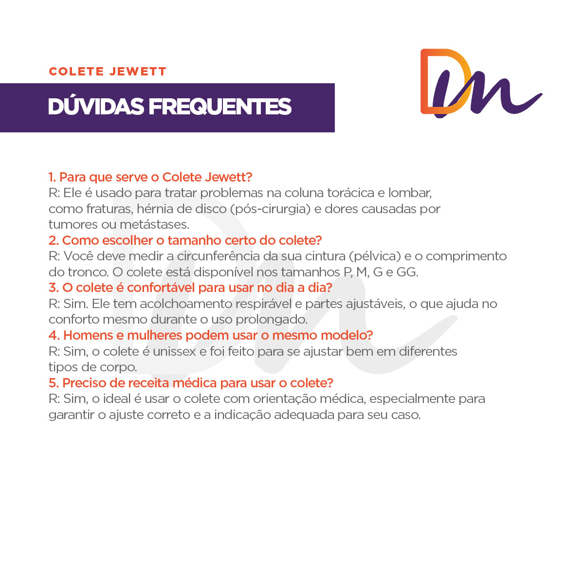 Colete Jewett Imobilizador Ortopédico - Hidrolight
