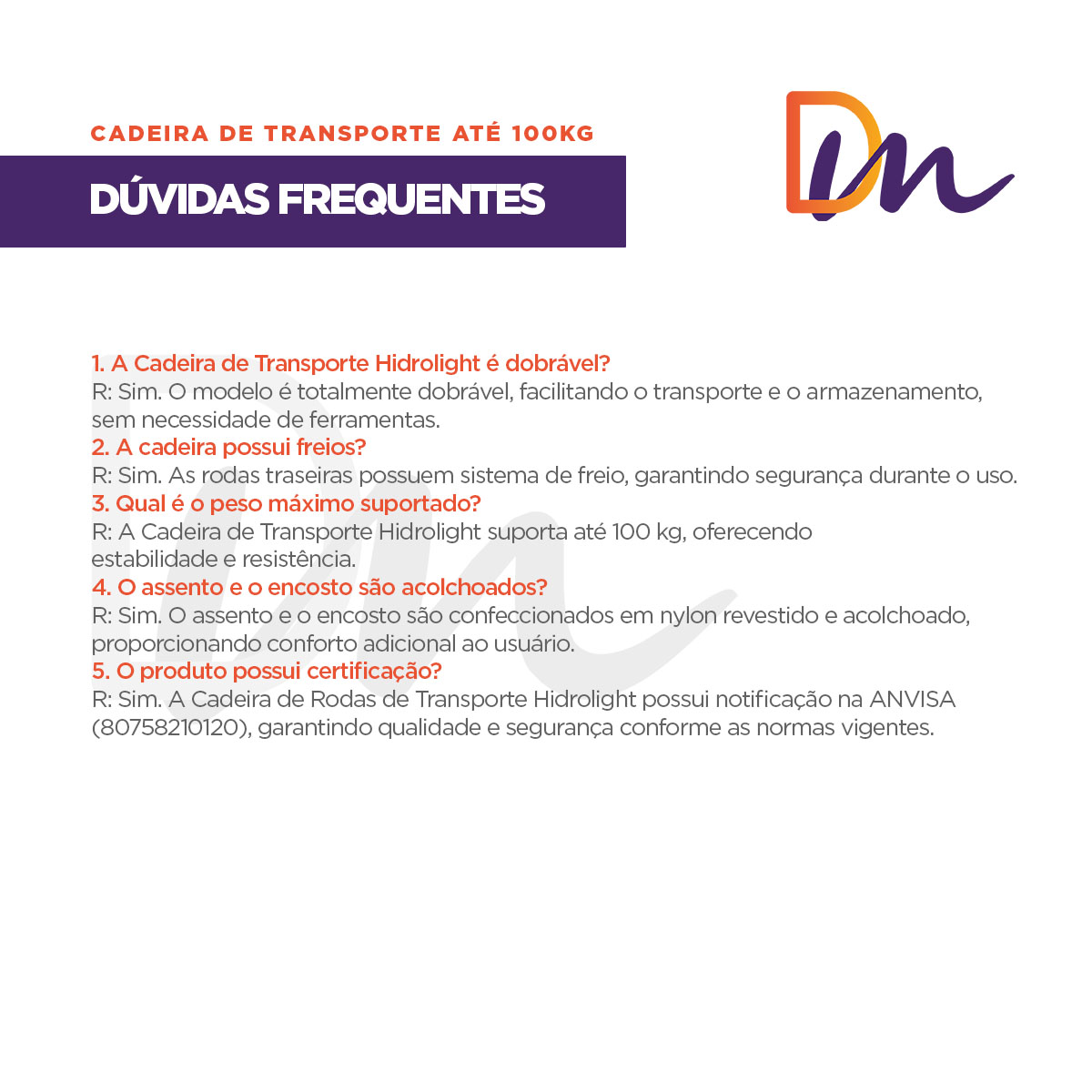 Cadeira De Rodas Para Transporte Até 100Kg - Hidrolight