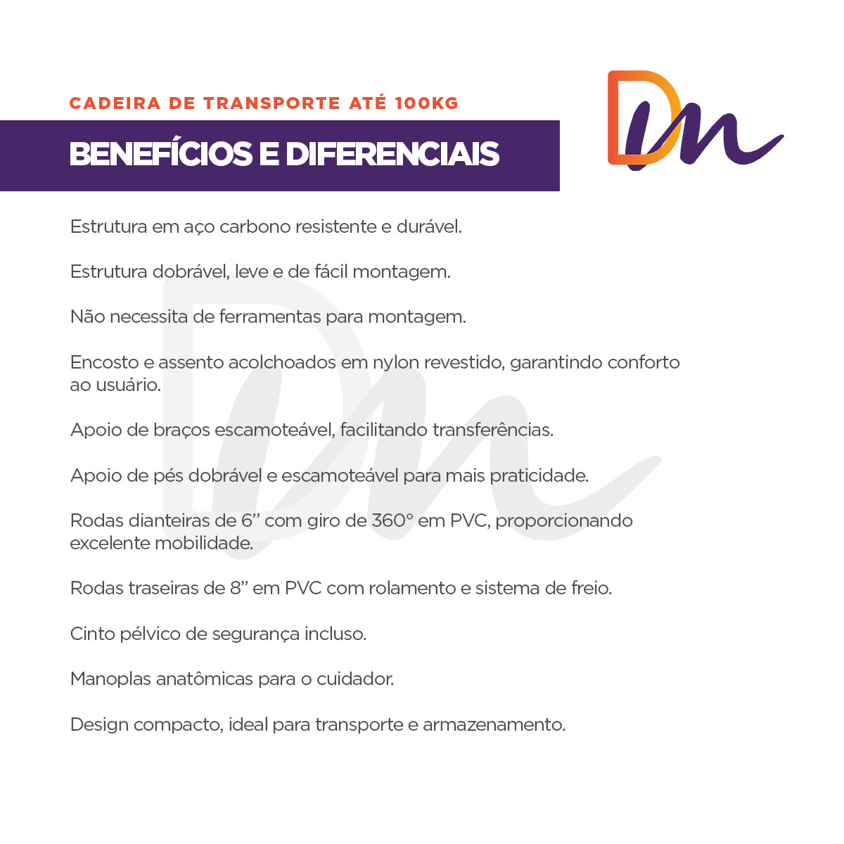 Cadeira De Rodas Para Transporte Até 100Kg - Hidrolight