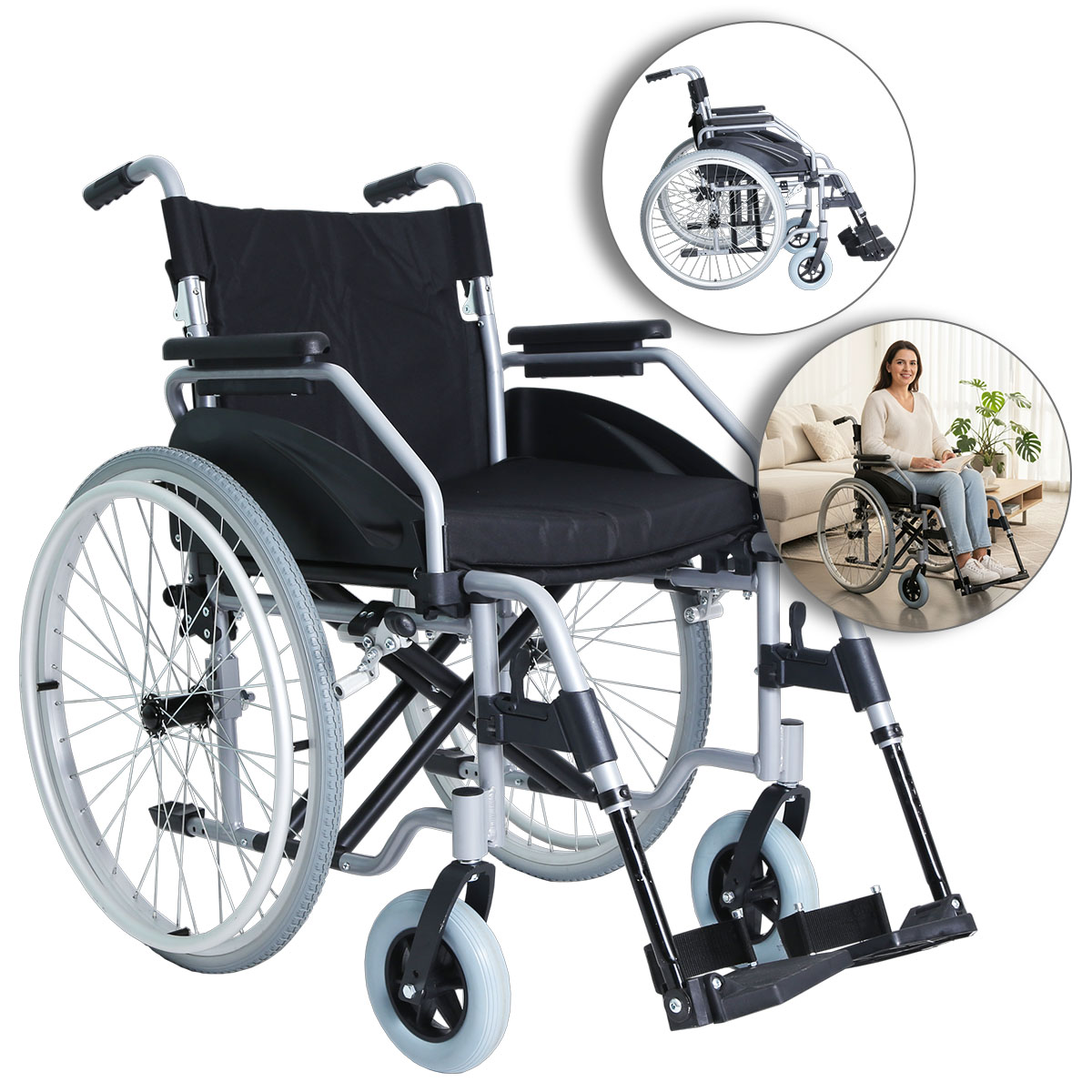 Cadeira De Rodas Alumínio Premium Até 150Kg - Hidrolight