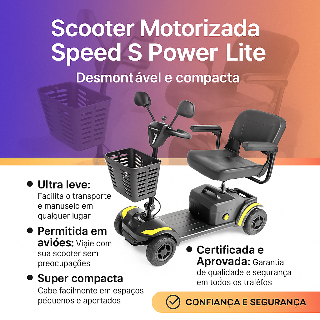 Scooter Motorizada Speed S Até 136 Kg Com 4 Suspensões - Power Lite