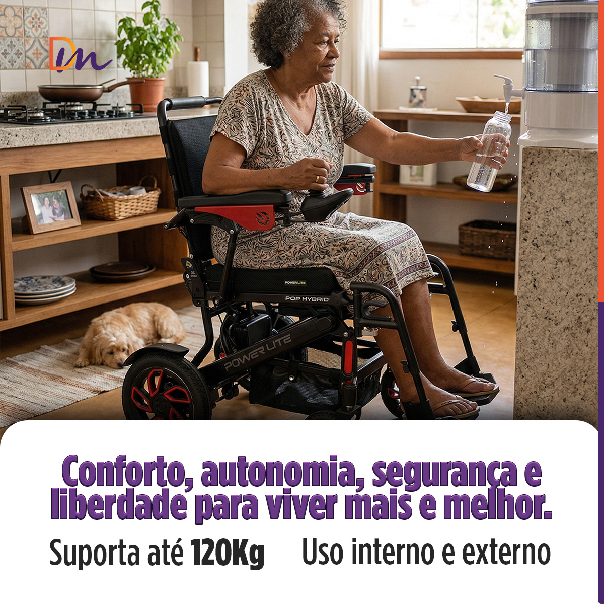 Cadeira de Rodas Motorizada New Pop Hybrid Até 120Kg D23 - Power Lite