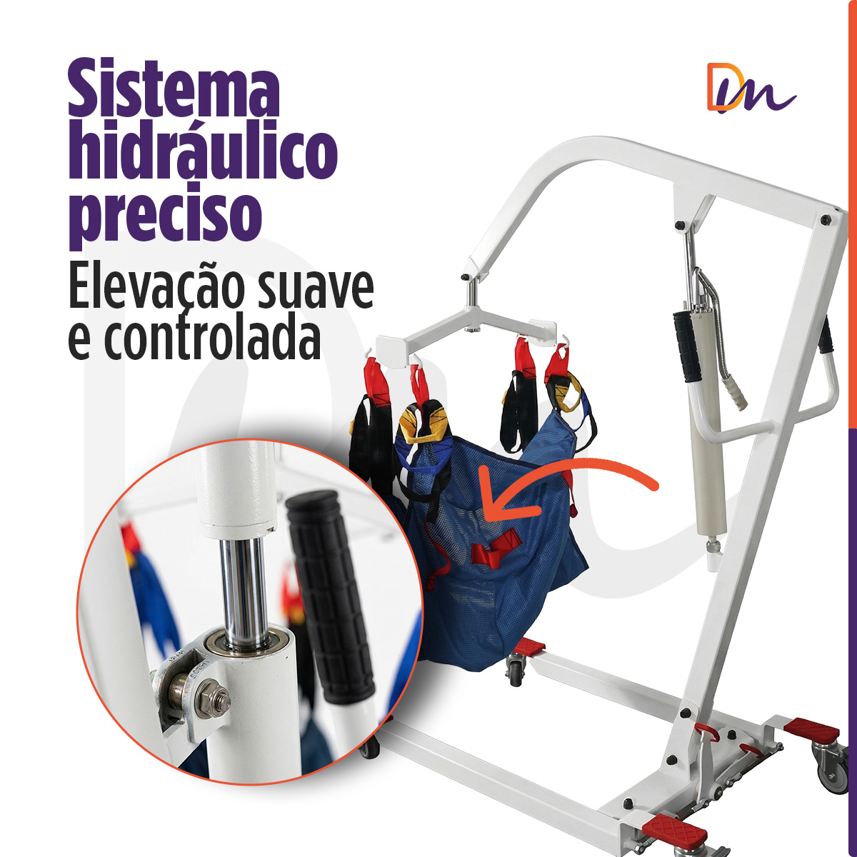 Guincho para elevação Manual Até 180 Kg D5000 - Dellamed