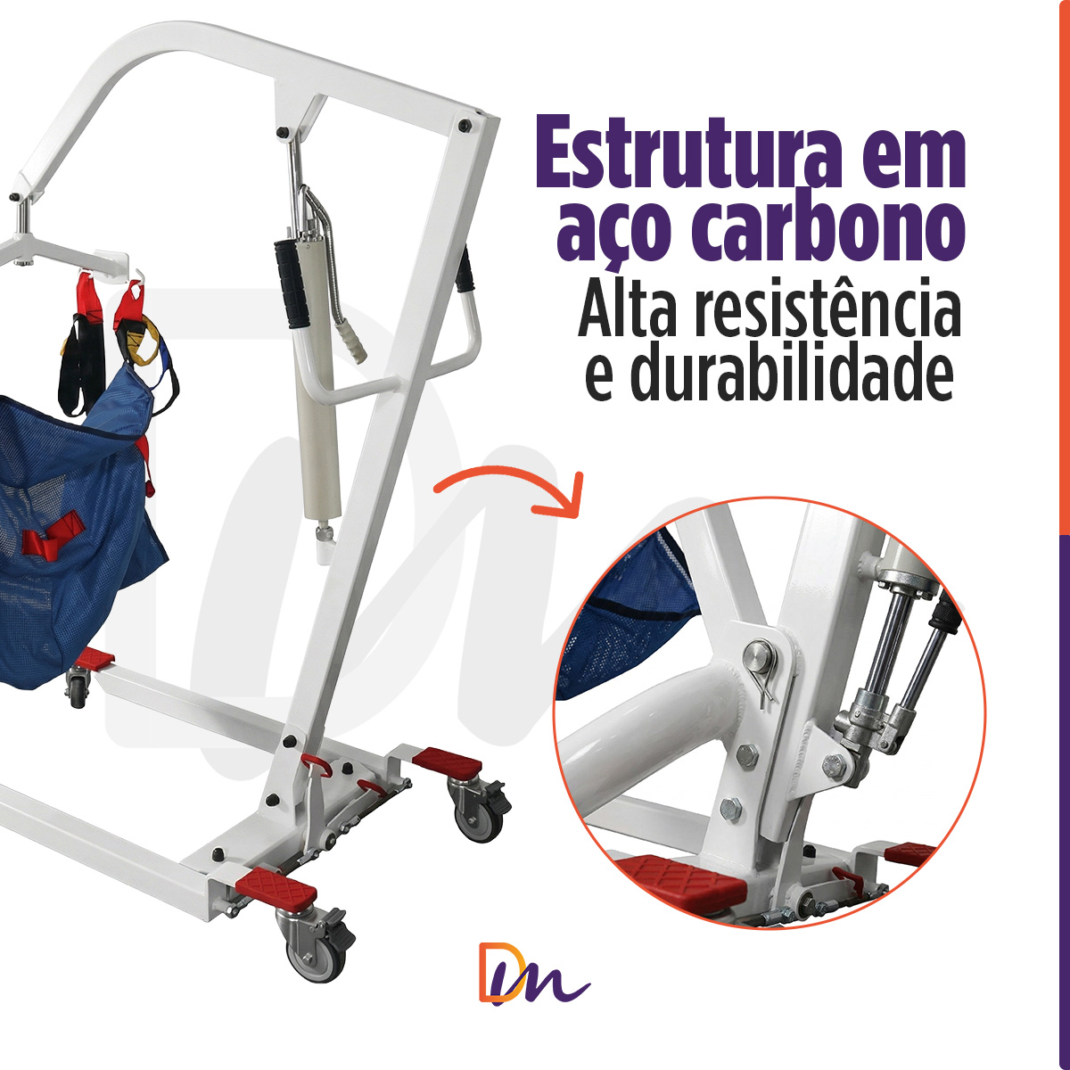 Guincho para elevação Manual Até 180 Kg D5000 - Dellamed