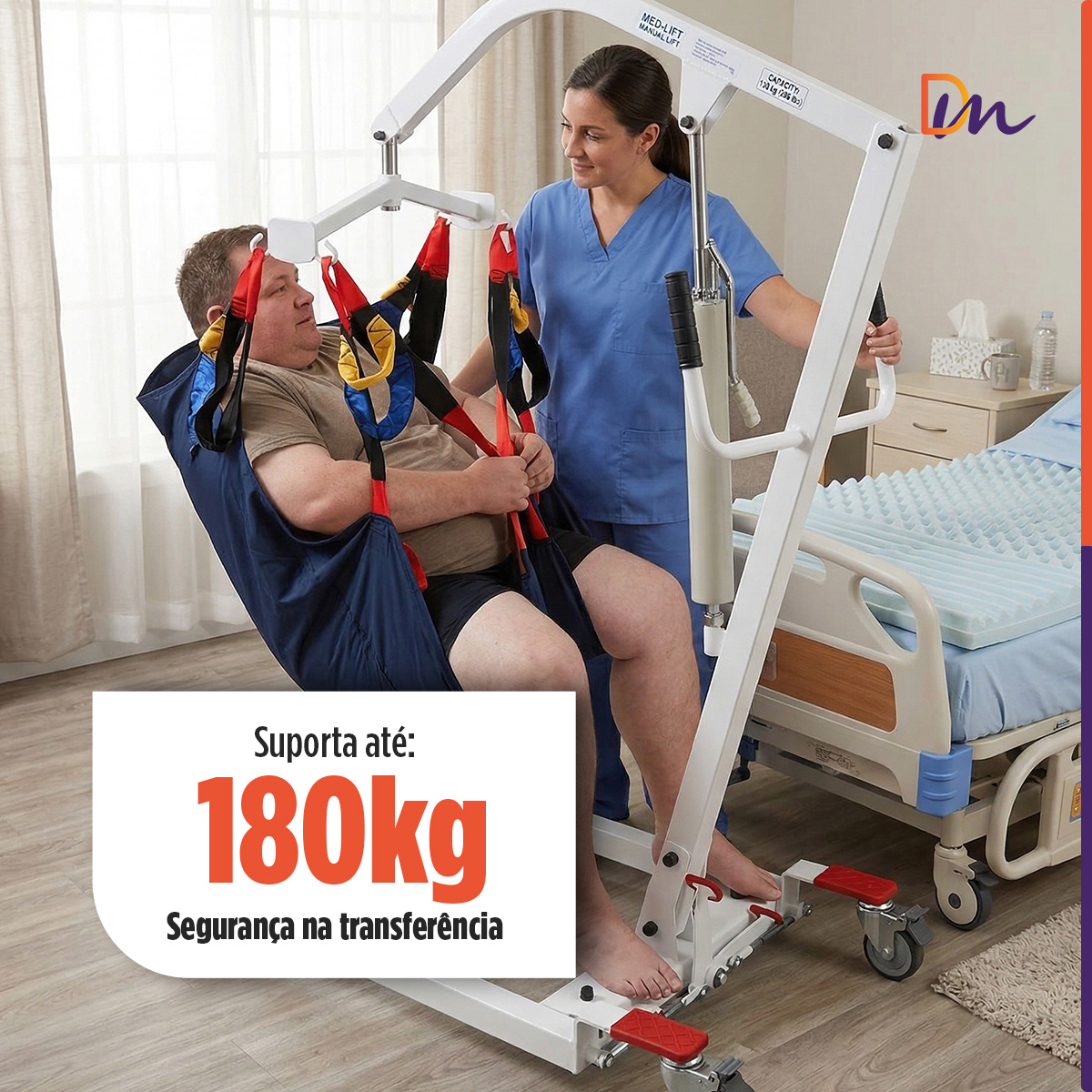 Guincho para elevação Manual Até 180 Kg D5000 - Dellamed