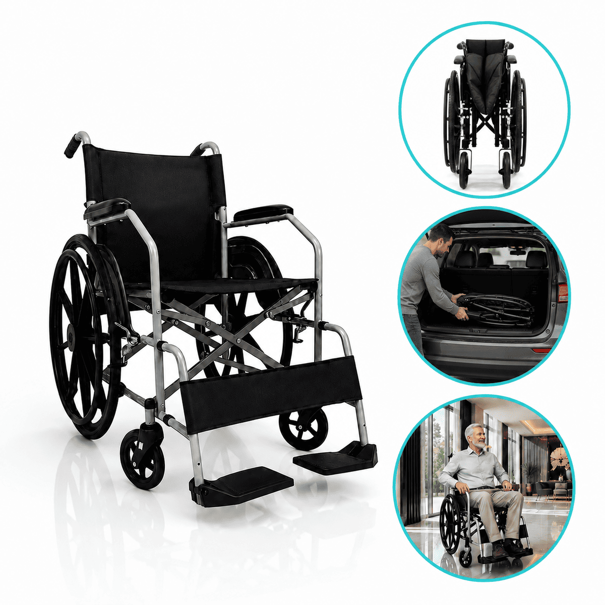 Cadeira De Rodas Manual Até 110kg Com Encosto Rebatível D100 Pop – Dellamed