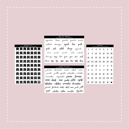 Cartela de adesivos para bujo e planner
