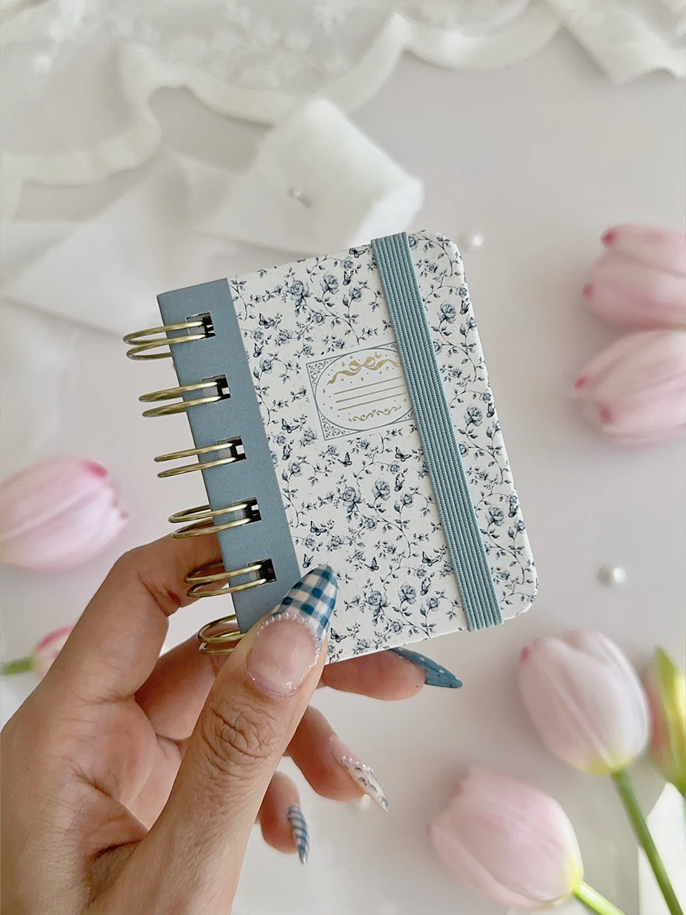 Mini-journal: Blue Rose Toile Composition - Leela Journals