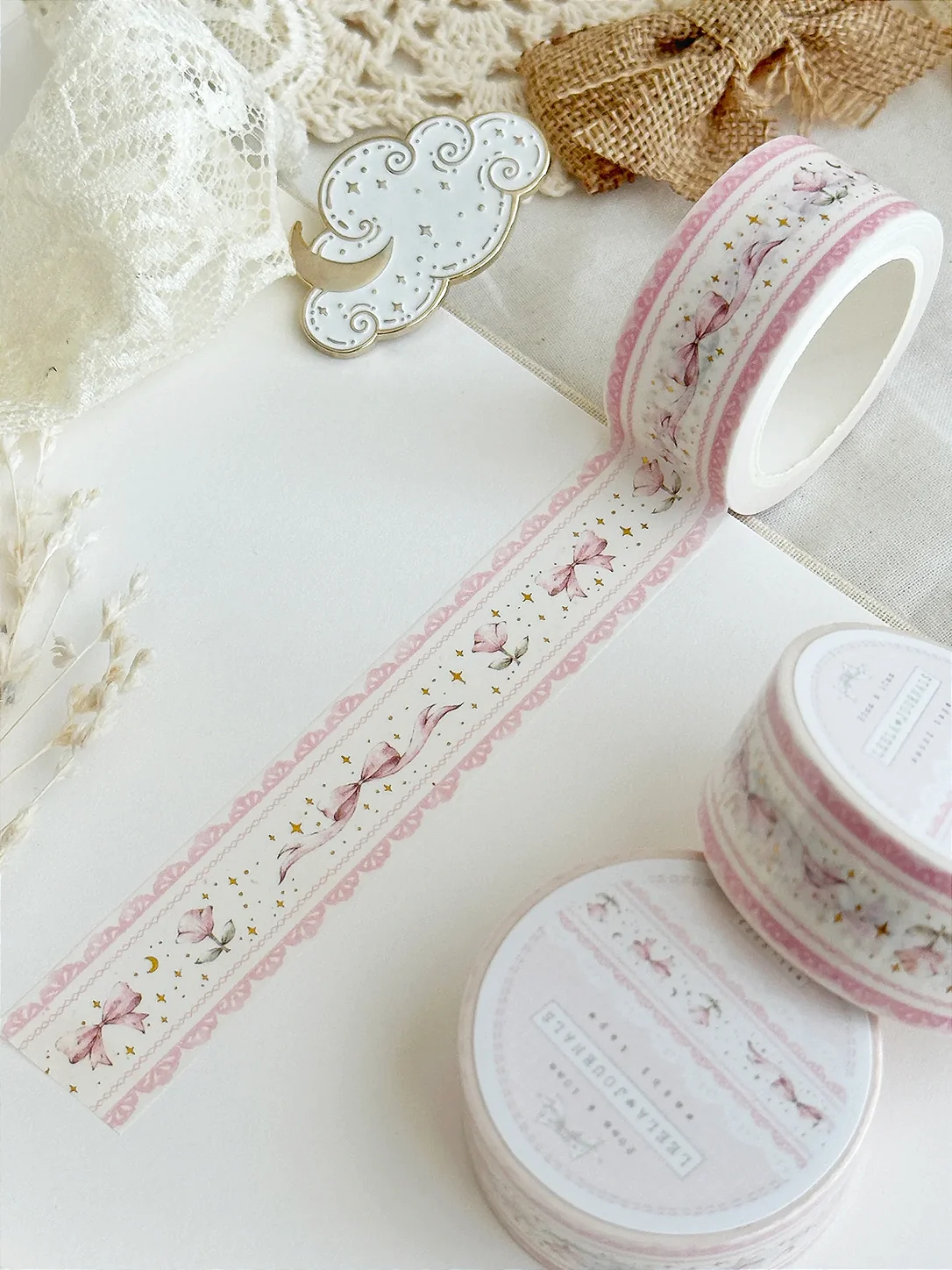 Washi Tape: Bows & Tulips Lace - Leela Journals