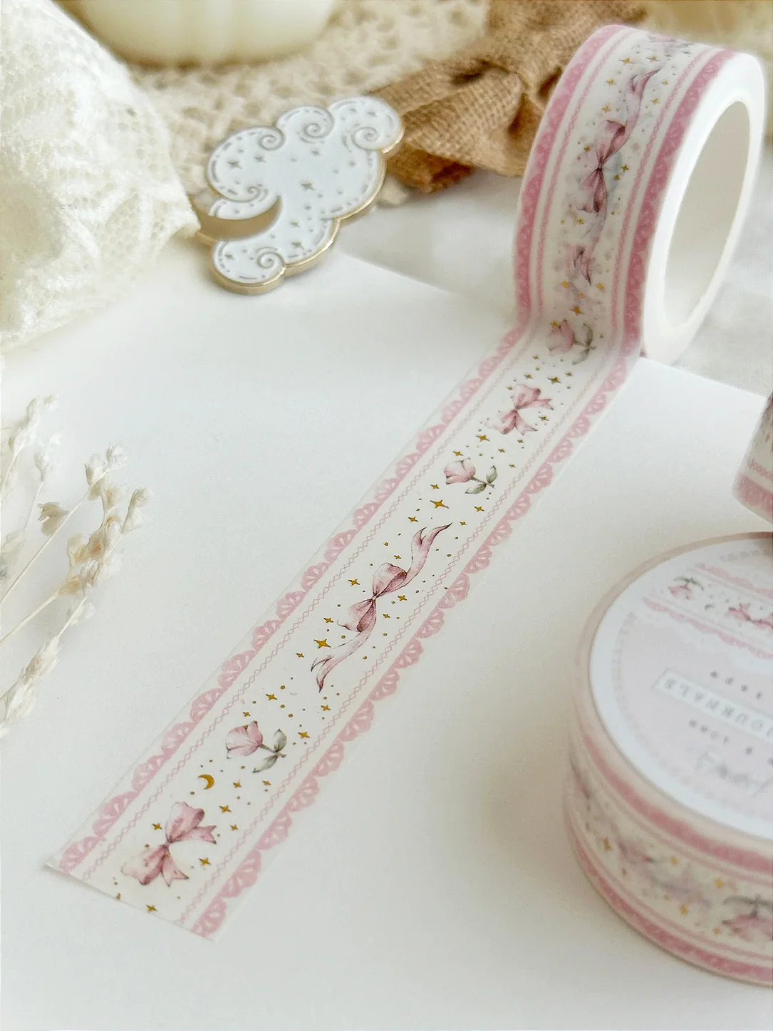Washi Tape: Bows & Tulips Lace - Leela Journals