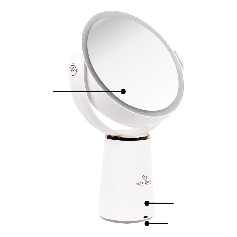 Espelho Aumento Zoom 10x Duplo Giratório Com Led Klass Vough