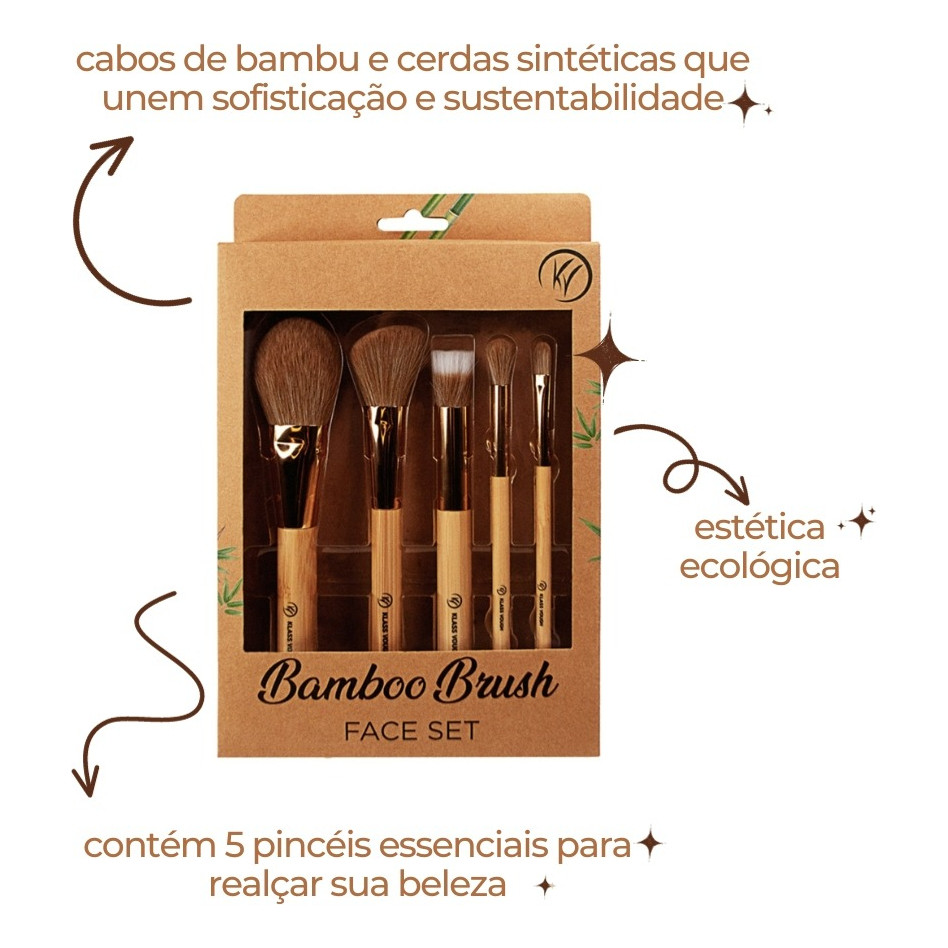 Kit Pincéis Rosto Klass Vough Bamboo Brush Face Set Bfs-02