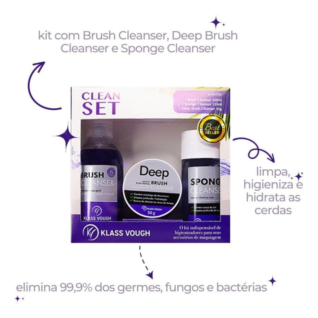 Limpador Pincel - Klass Vough - Higienizador - Kit Clean Set