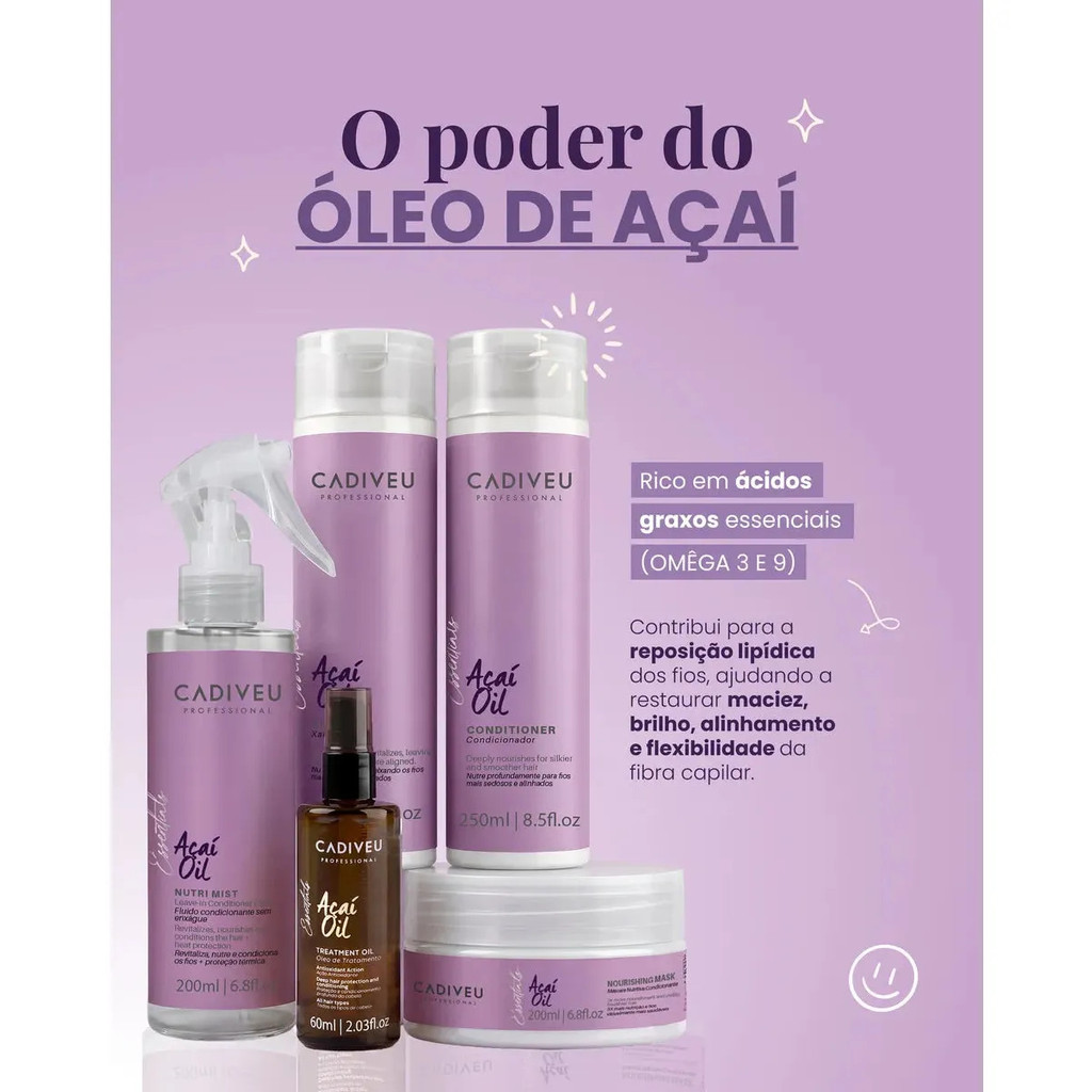 Shampoo Açaí Oil Essentials 250ml Cadiveu