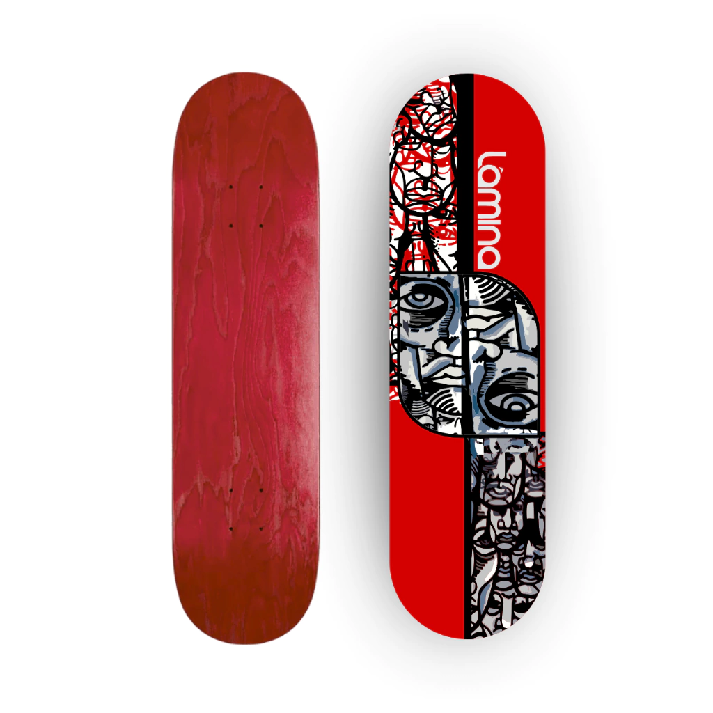 Shape Semblante Vermelho Marfim Nacional Premium | Lâmina SkateBoards