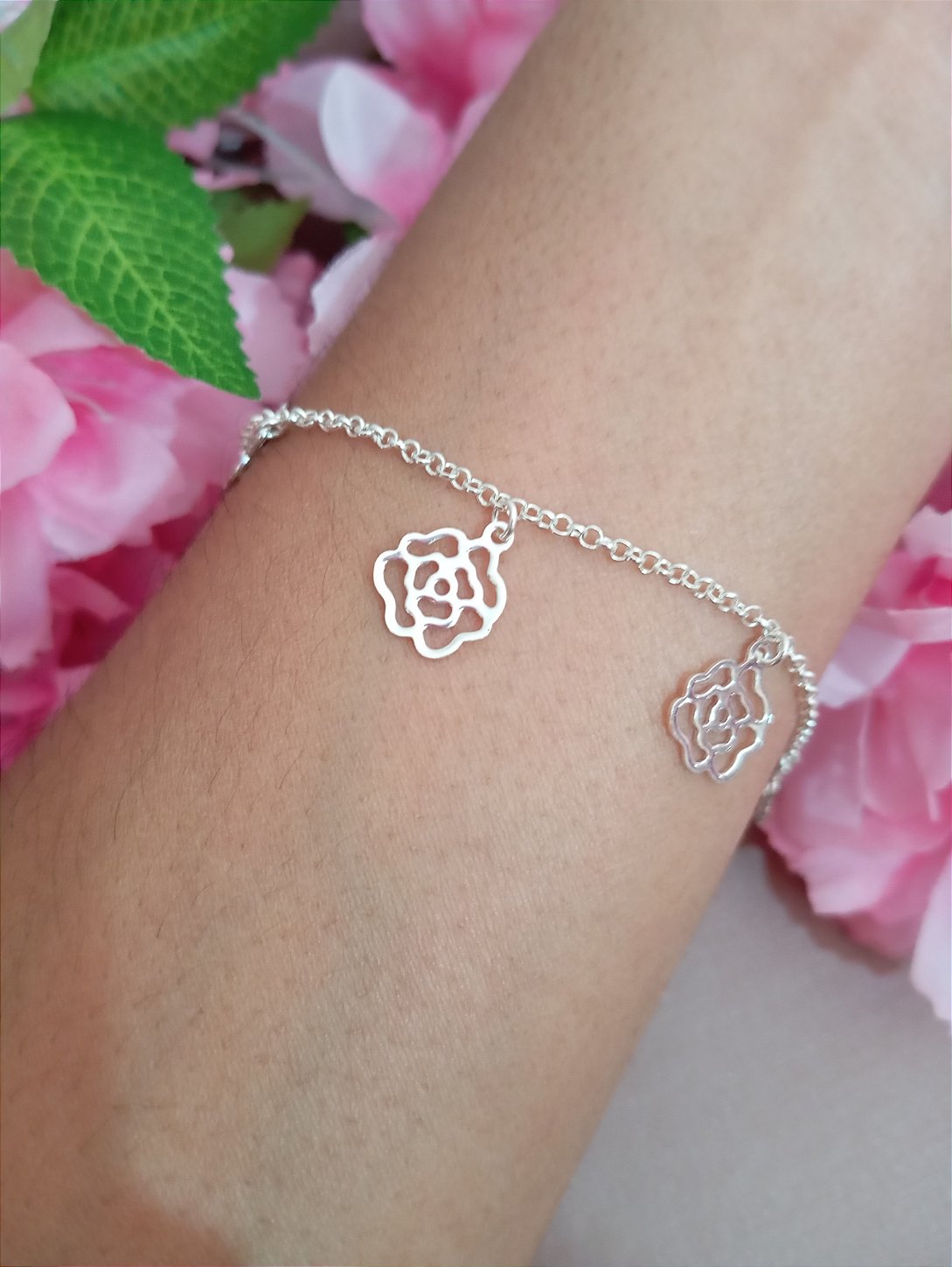 Pulseira Rosas Prata 925