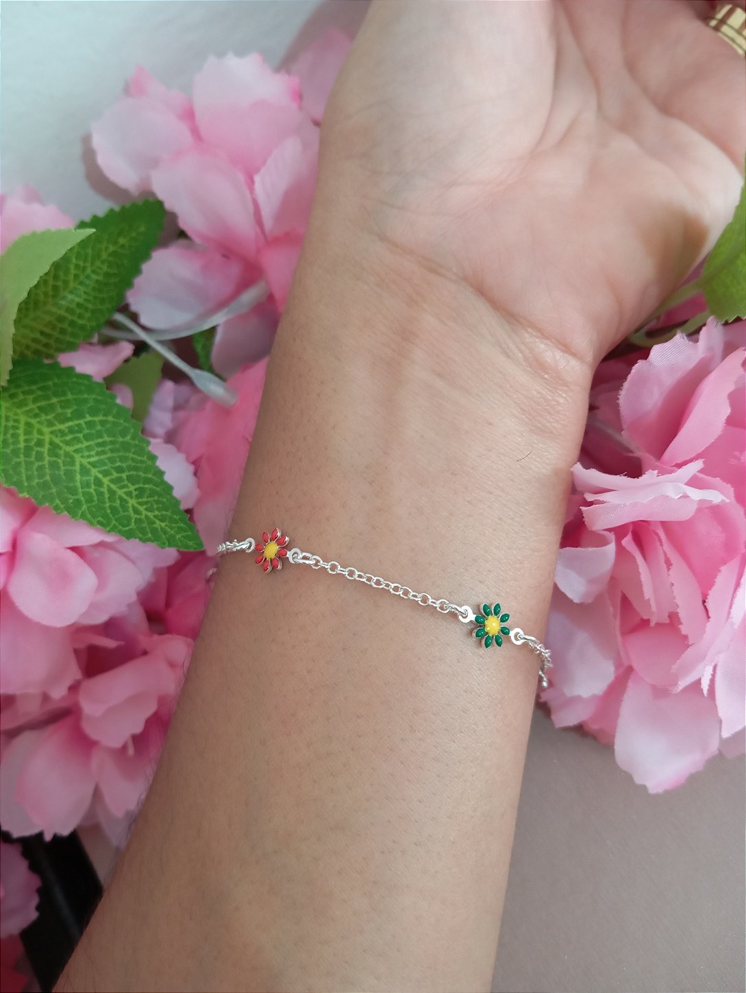 Pulseira 4 Margaridas Prata 925