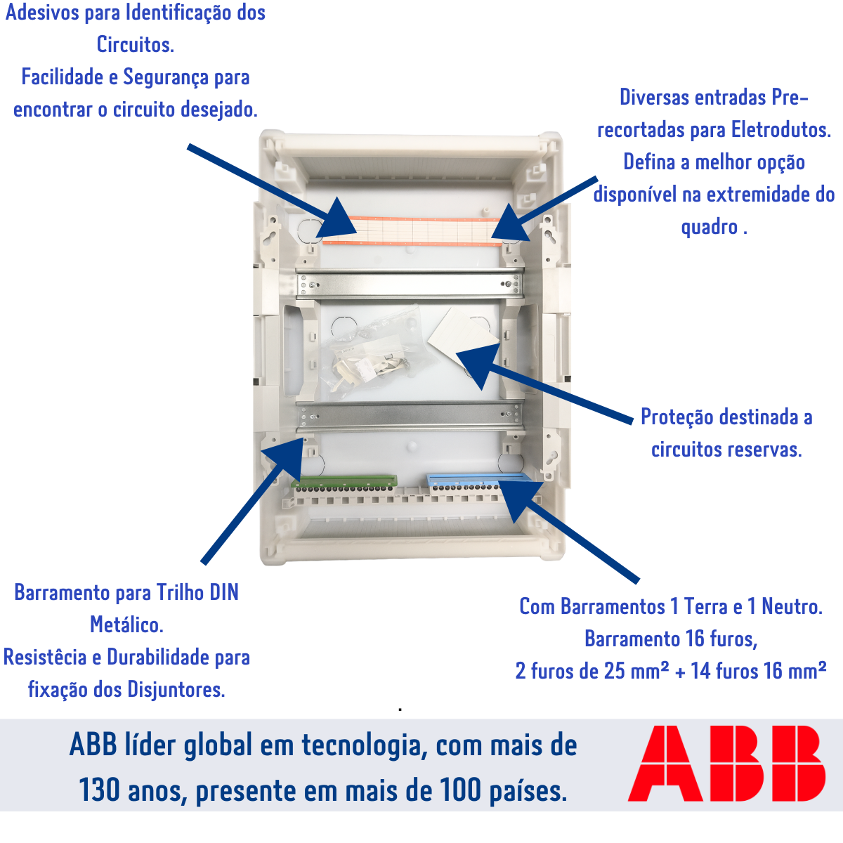 Quadro Distribuição de Disjuntores Emb. Mistral 24 Mód. S/ Barram. T/N ABB