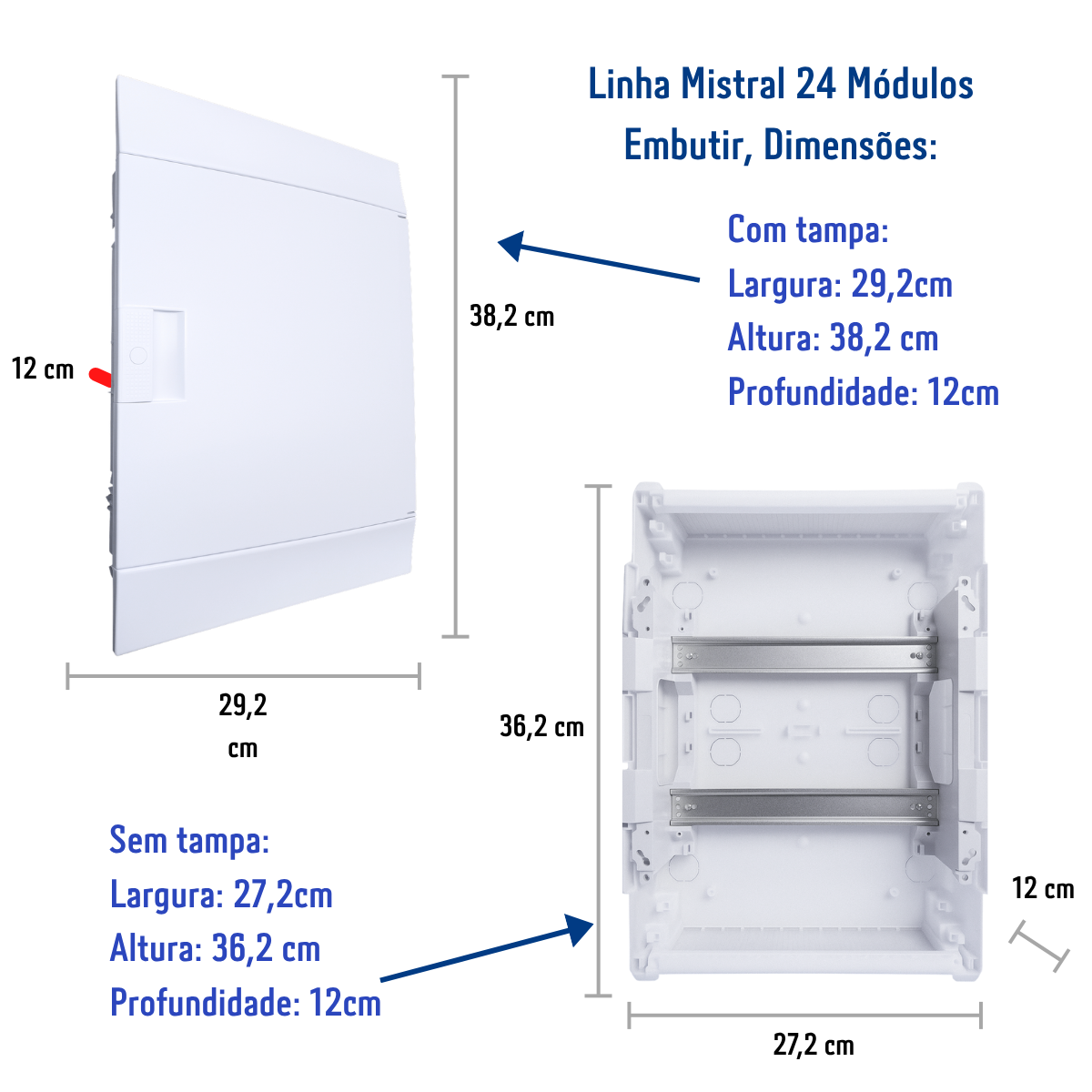 Quadro Distribuição de Disjuntores Emb. Mistral 24 Mód. S/ Barram. T/N ABB